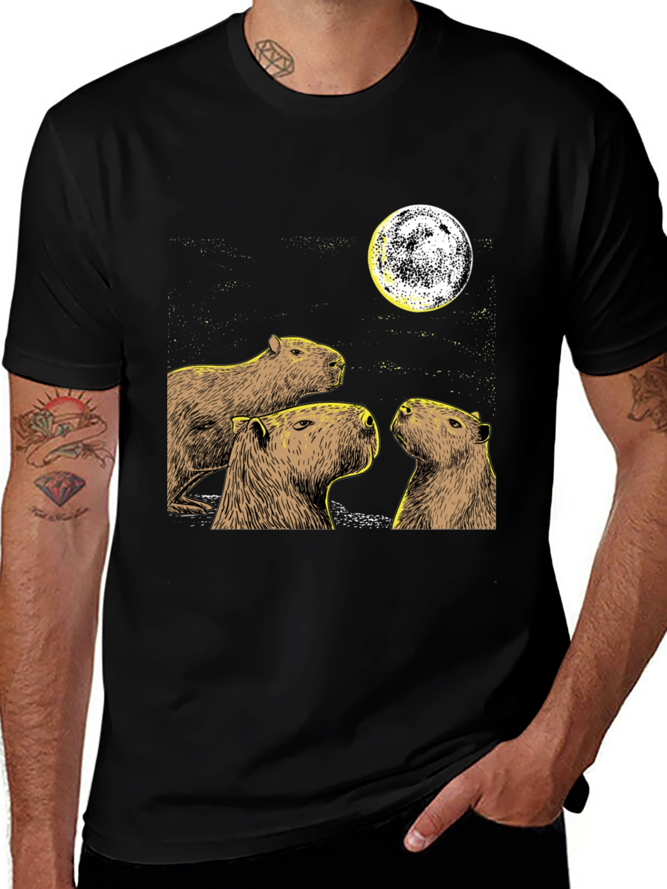 Variant 2 of Capybara Moon Black T-Shirt