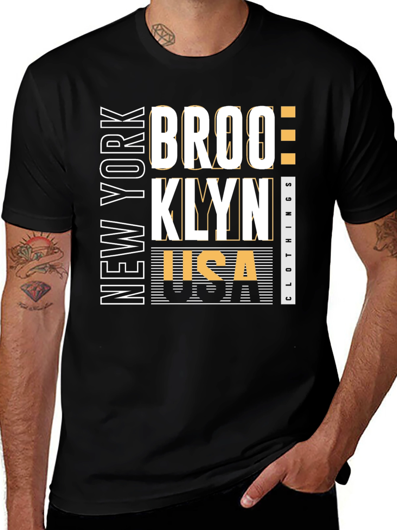 Brooklyn NY USA Graphic Tee - Black