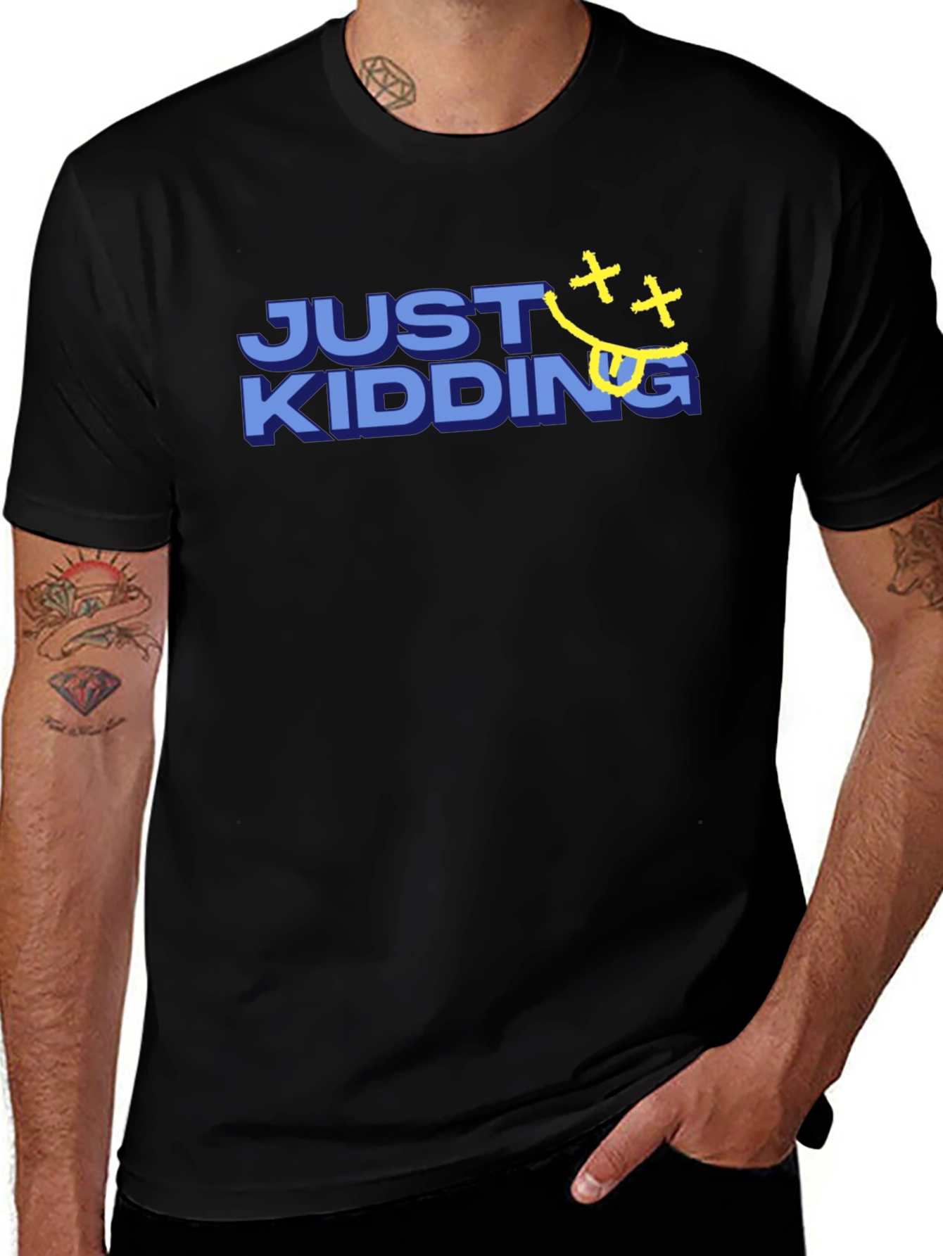 Variant 27 of Just Kidding Graphic T-Shirt - Black