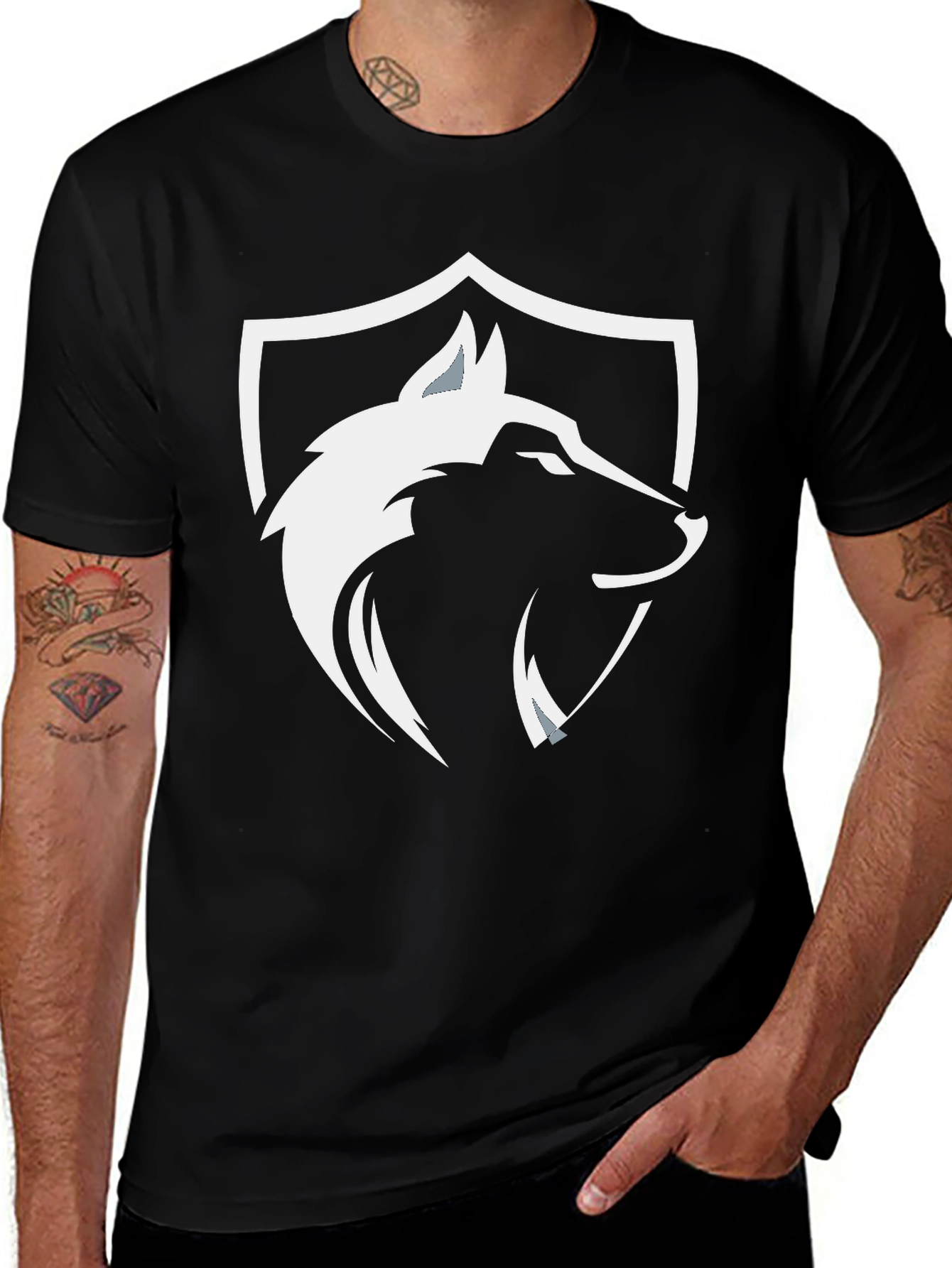 Variant 26 of Black Wolf Shield Graphic Tee