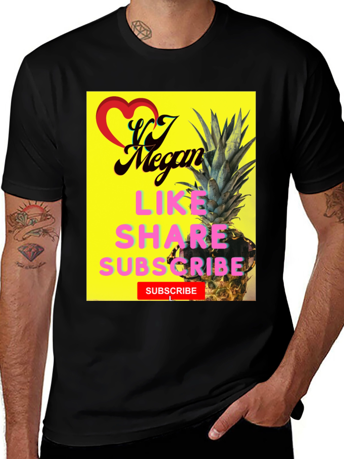 VJ Megan Pineapple T-Shirt - Like, Share, Subscribe!