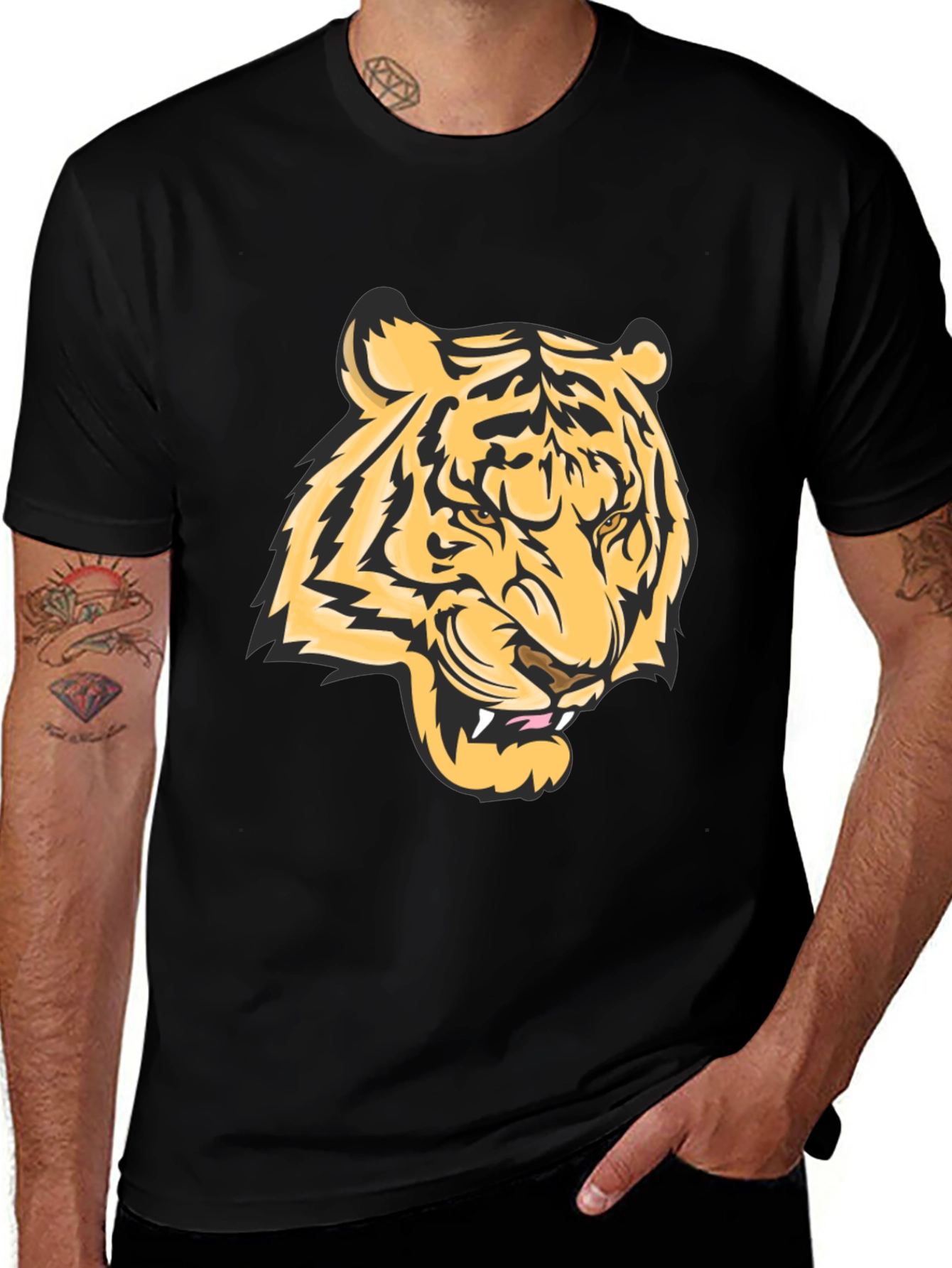 Variant 9 of Cool Tiger Graphic Black T-Shirt