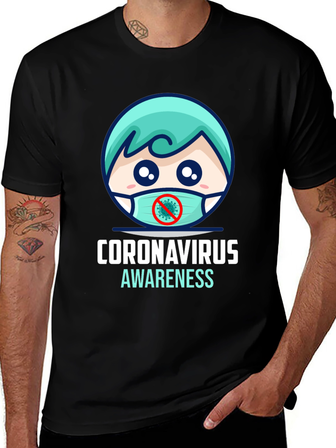 Variant 24 of Coronavirus Awareness T-Shirt - Black Graphic Tee