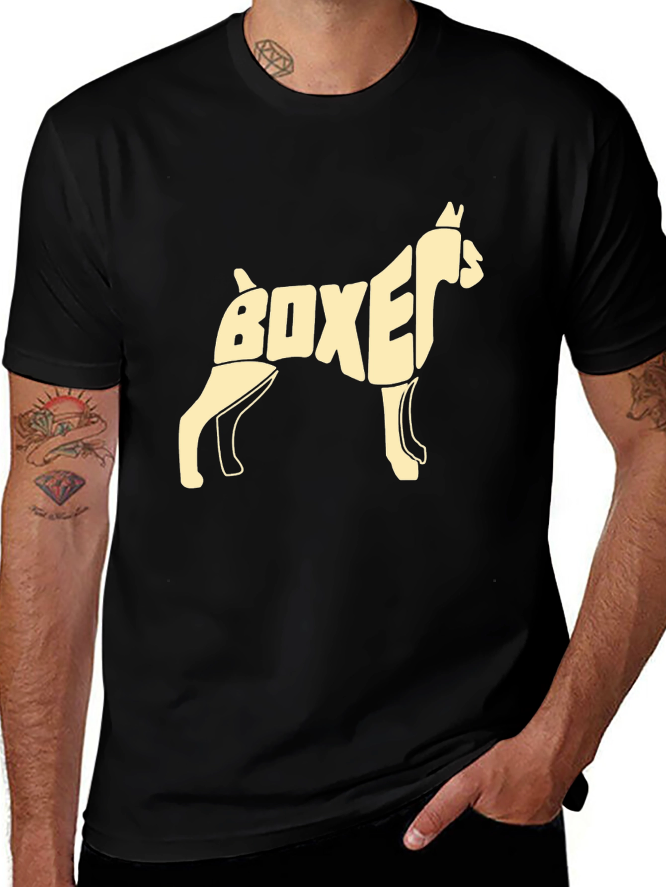 Boxer Dog Breed T-Shirt - Black Cotton Tee