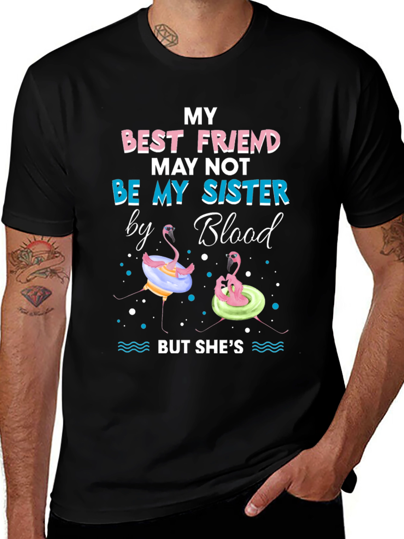 Variant 2 of Best Friend Sister Flamingo Graphic Tee