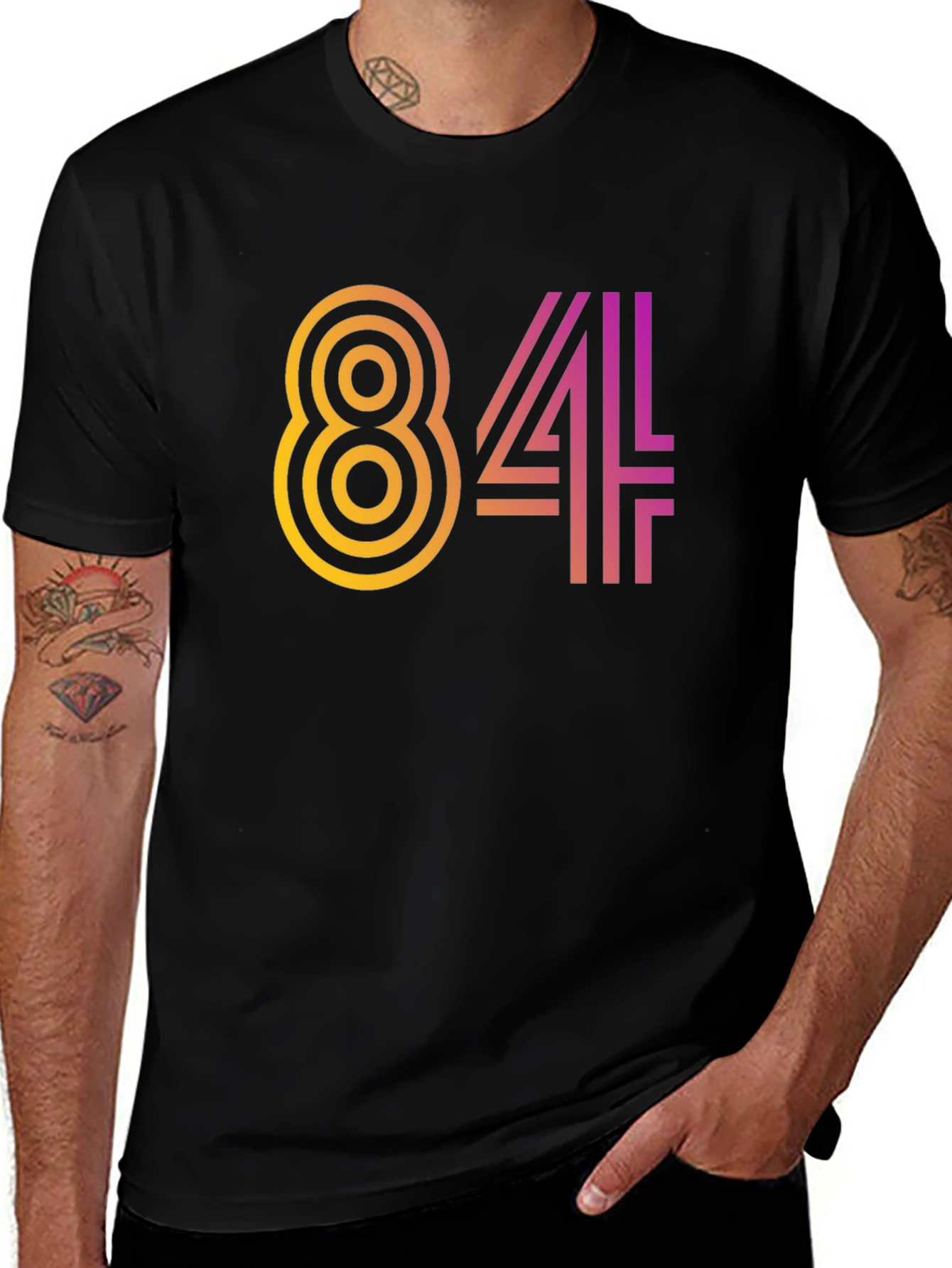 Variant 25 of Retro 84 Graphic Tee - Black Cotton Blend