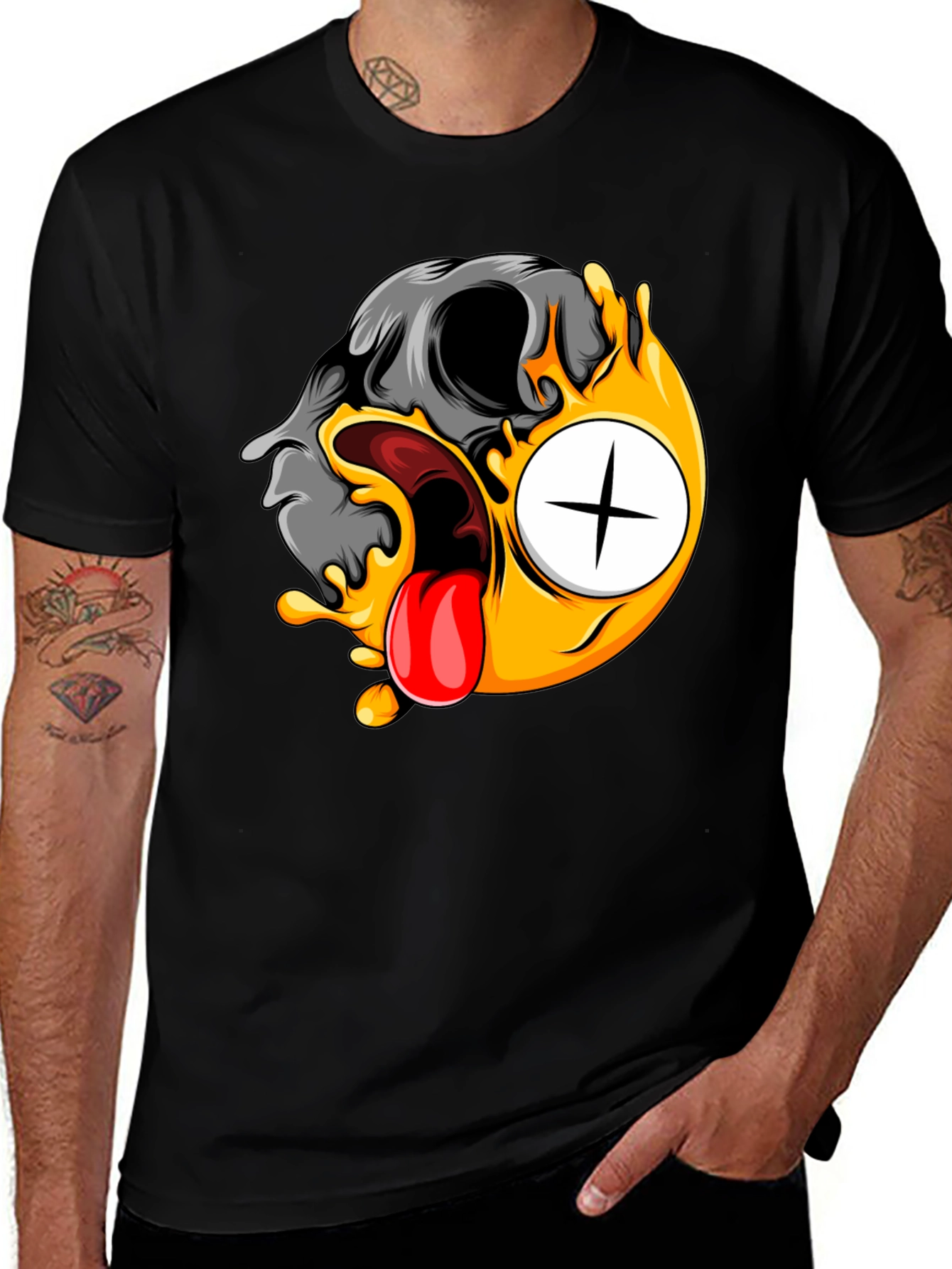 Variant 10 of Skull Emoji Graphic Tee - Black