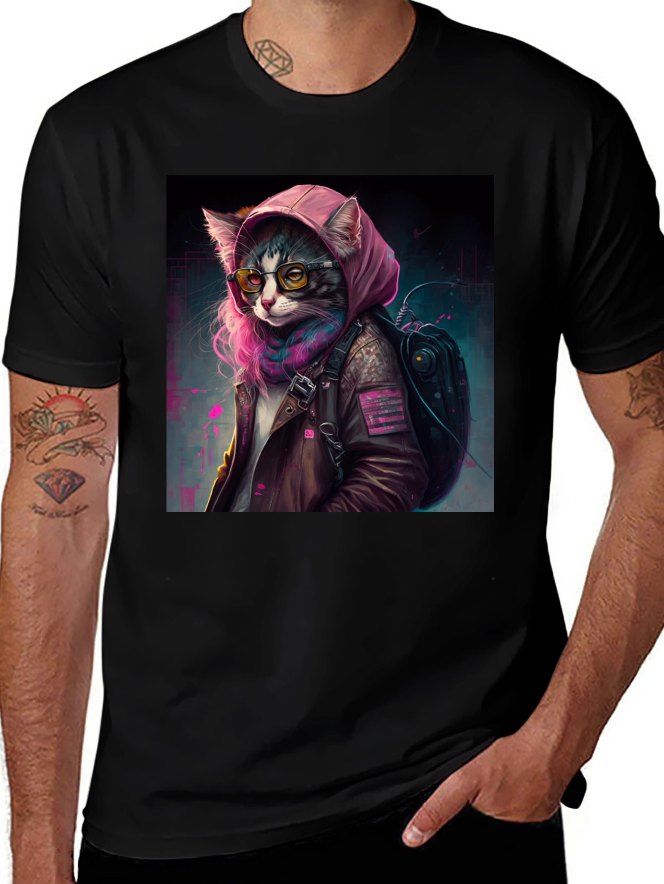 Variant 21 of Urban Cat T-Shirt: Stylish Animal Graphic Tee