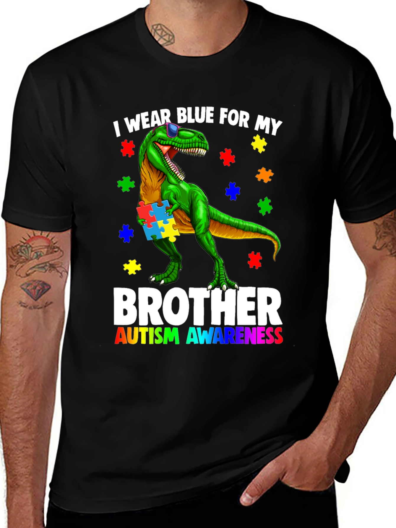 Variant 6 of Autism Awareness Dinosaur T-Shirt