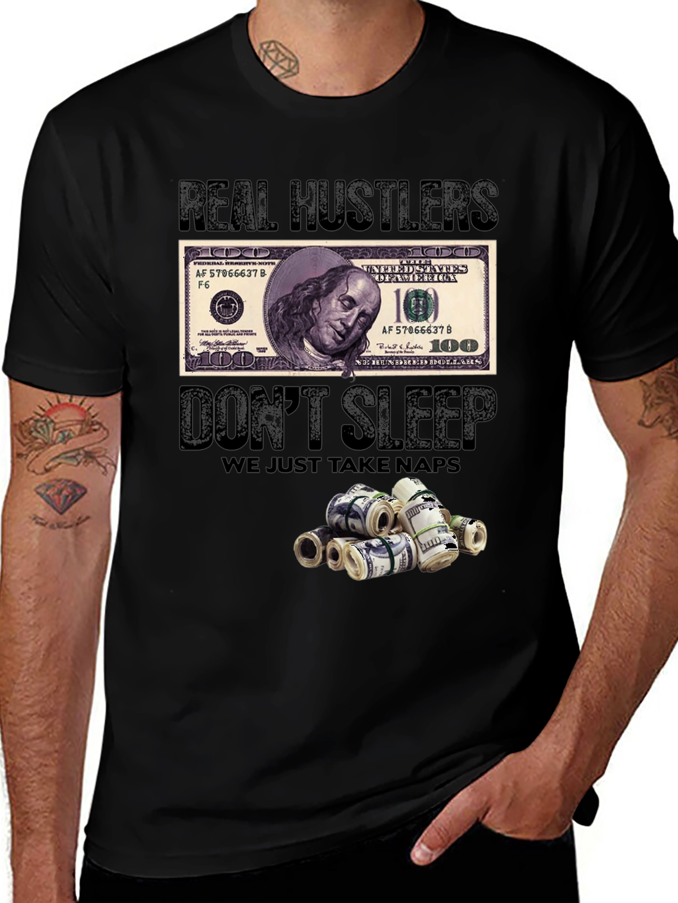 Variant 8 of Real Hustlers Tee - Don't Sleep Graphic