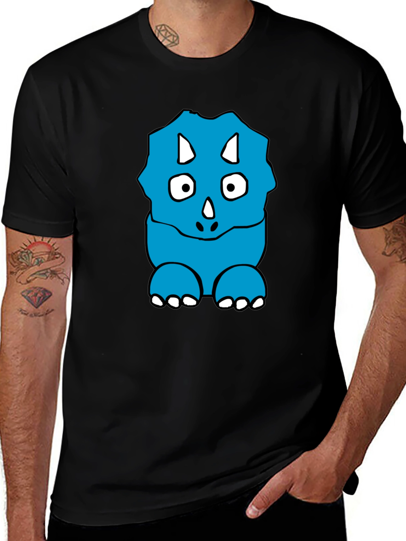 Variant 6 of Black Tee with Blue Dinosaur Graphic