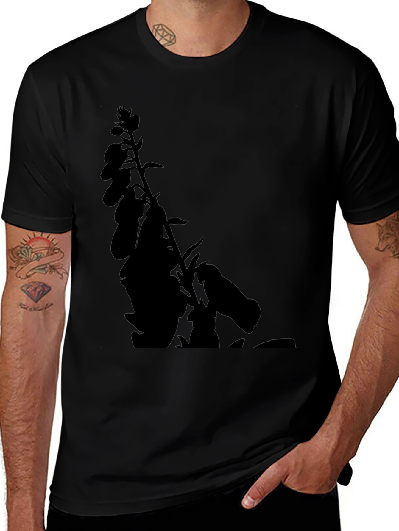 Botanical Black Tee - Mens Stylish Graphic T-Shirt