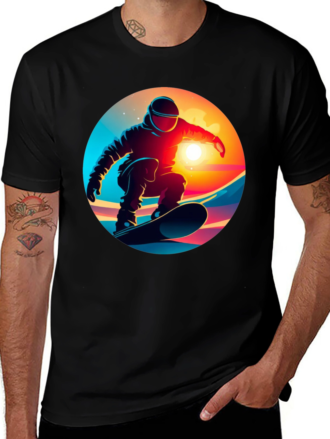 Variant 19 of Cool Snowboarder Graphic Tee - Black Cotton Blend