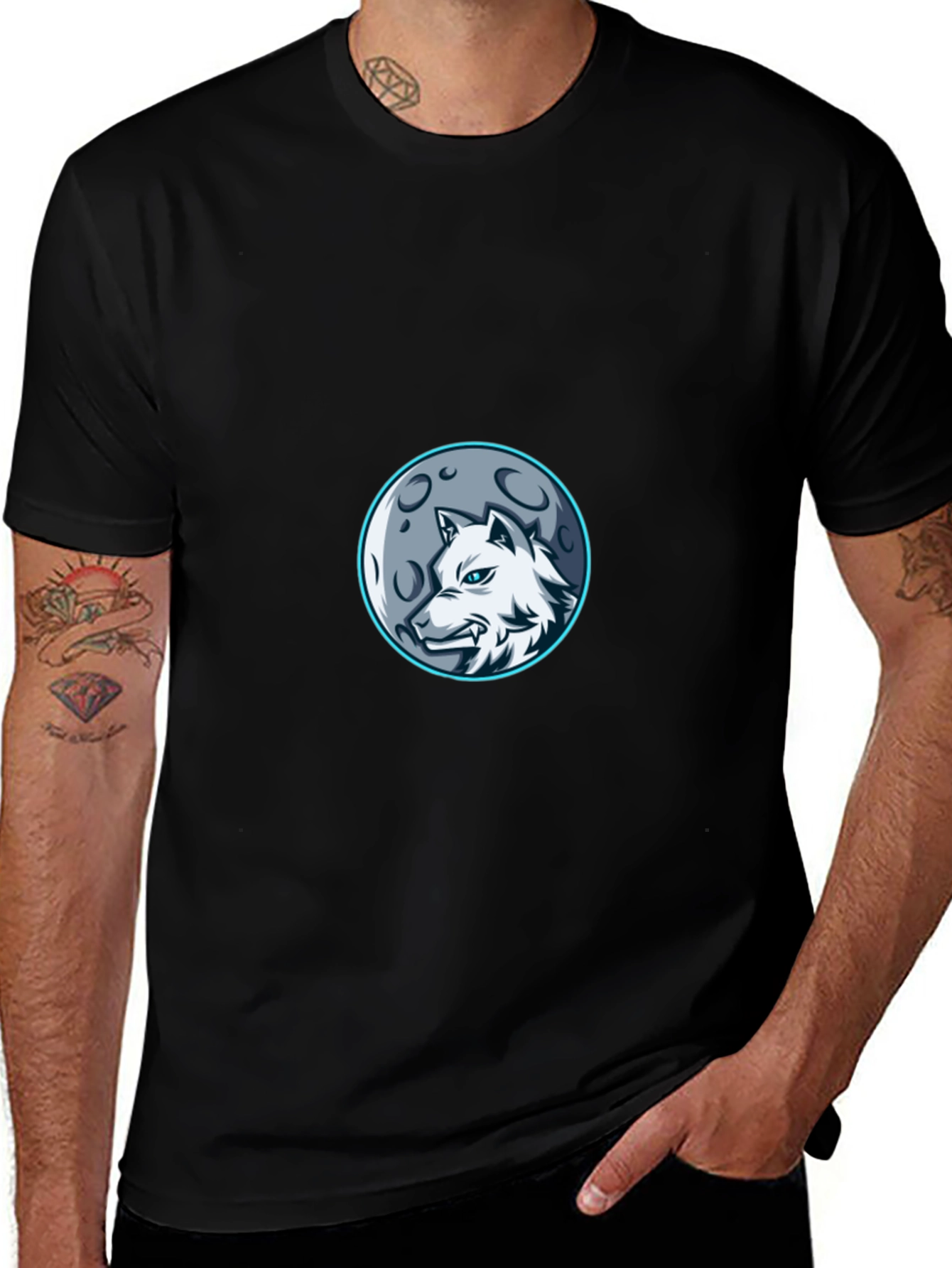 Variant 2 of Wolf Moon Graphic Tee - Stylish Black T-Shirt