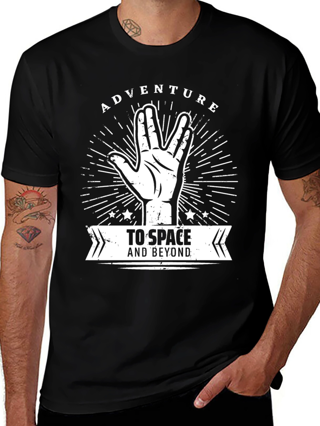 Variant 2 of Adventure to Space and Beyond Black T-Shirt