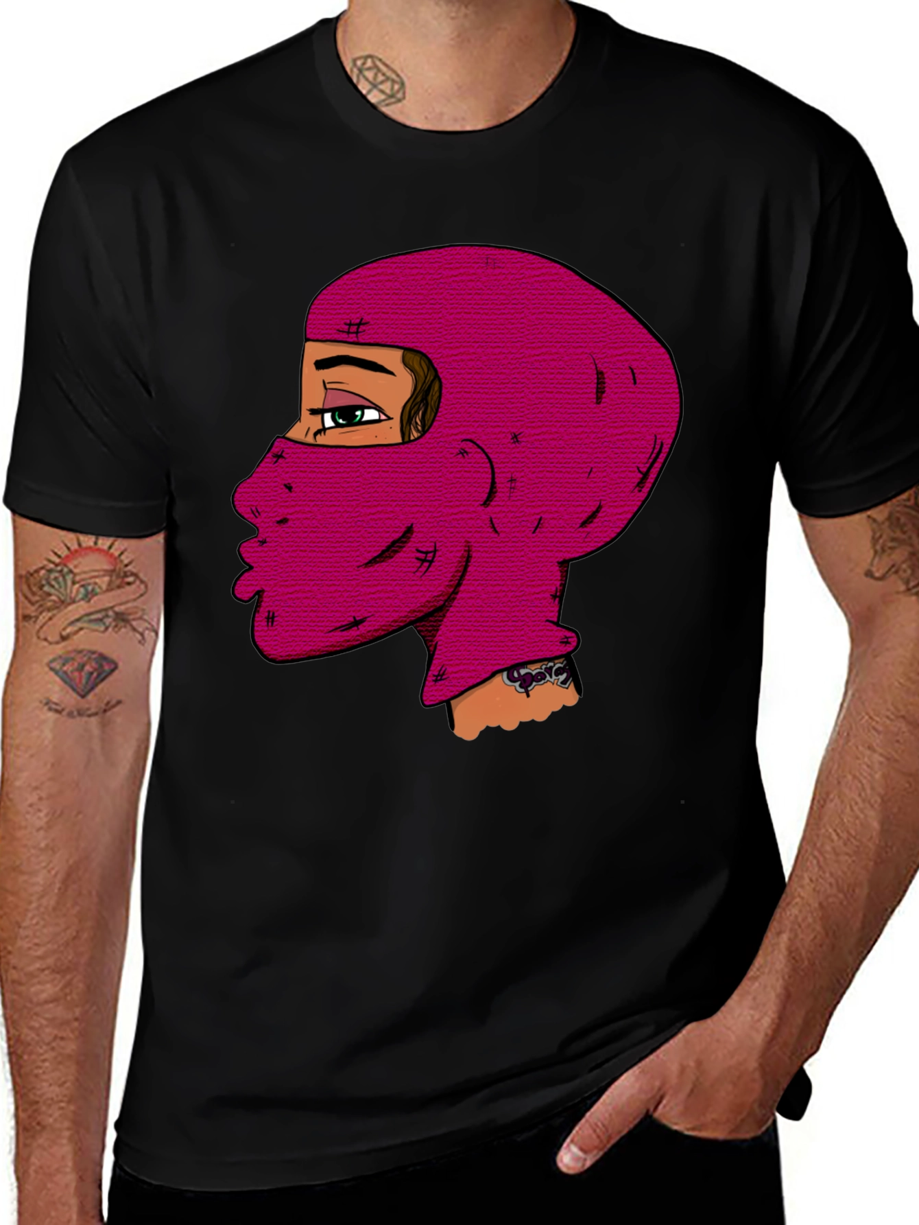 Variant 7 of Unique Balaclava Graphic Tee - Black