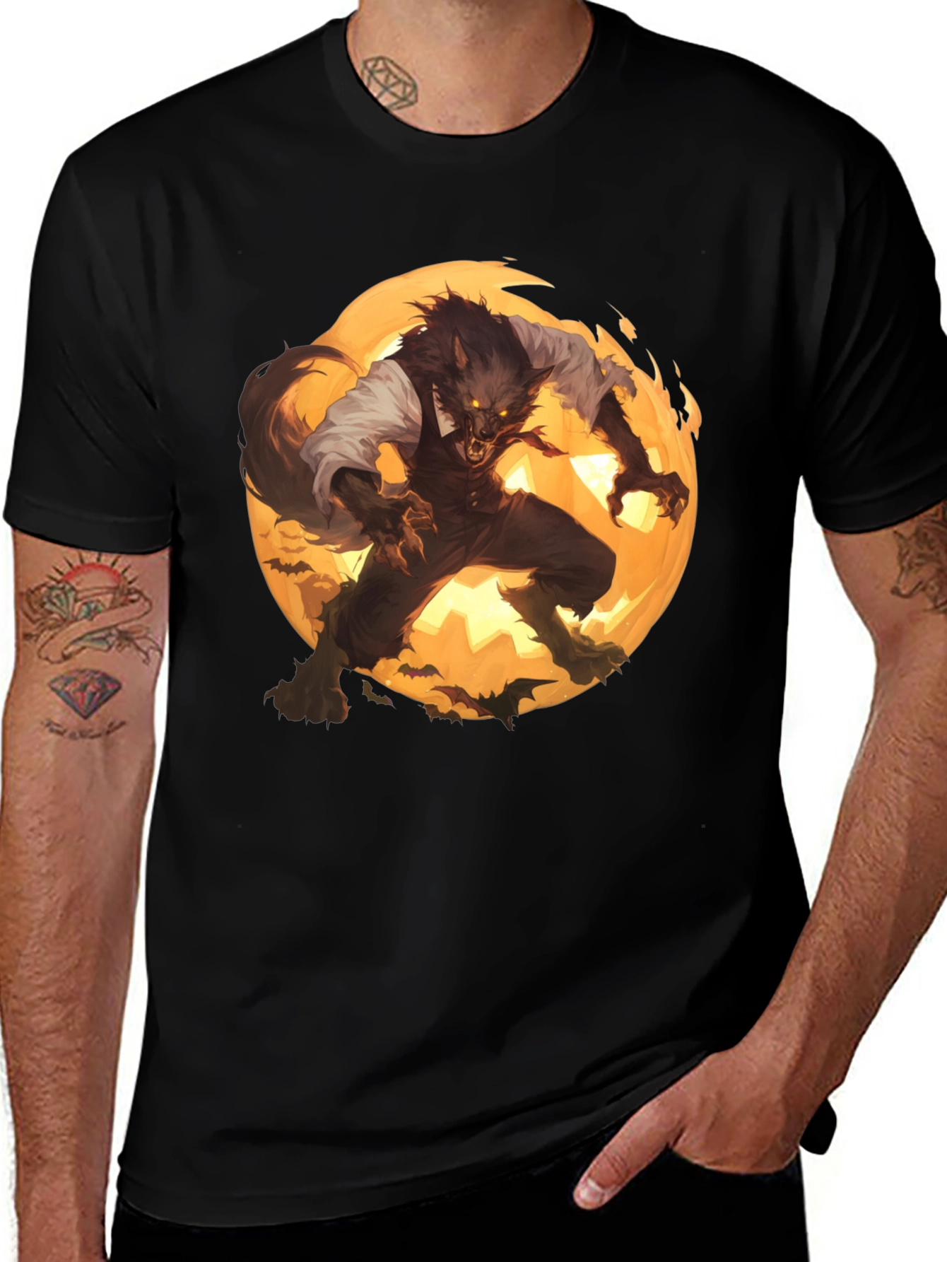 Variant 5 of Werewolf Moon Graphic T-Shirt - Halloween Ready