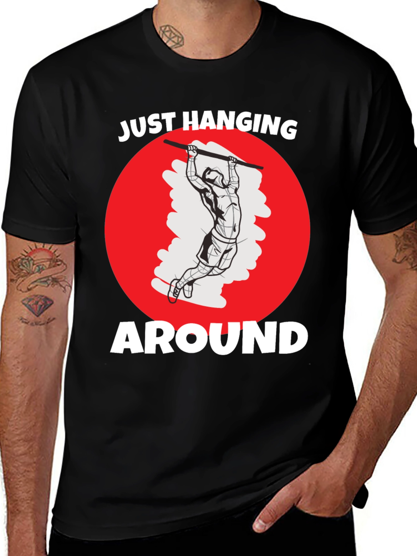 Variant 22 of Just Hanging Around Men's Black Graphic Tee