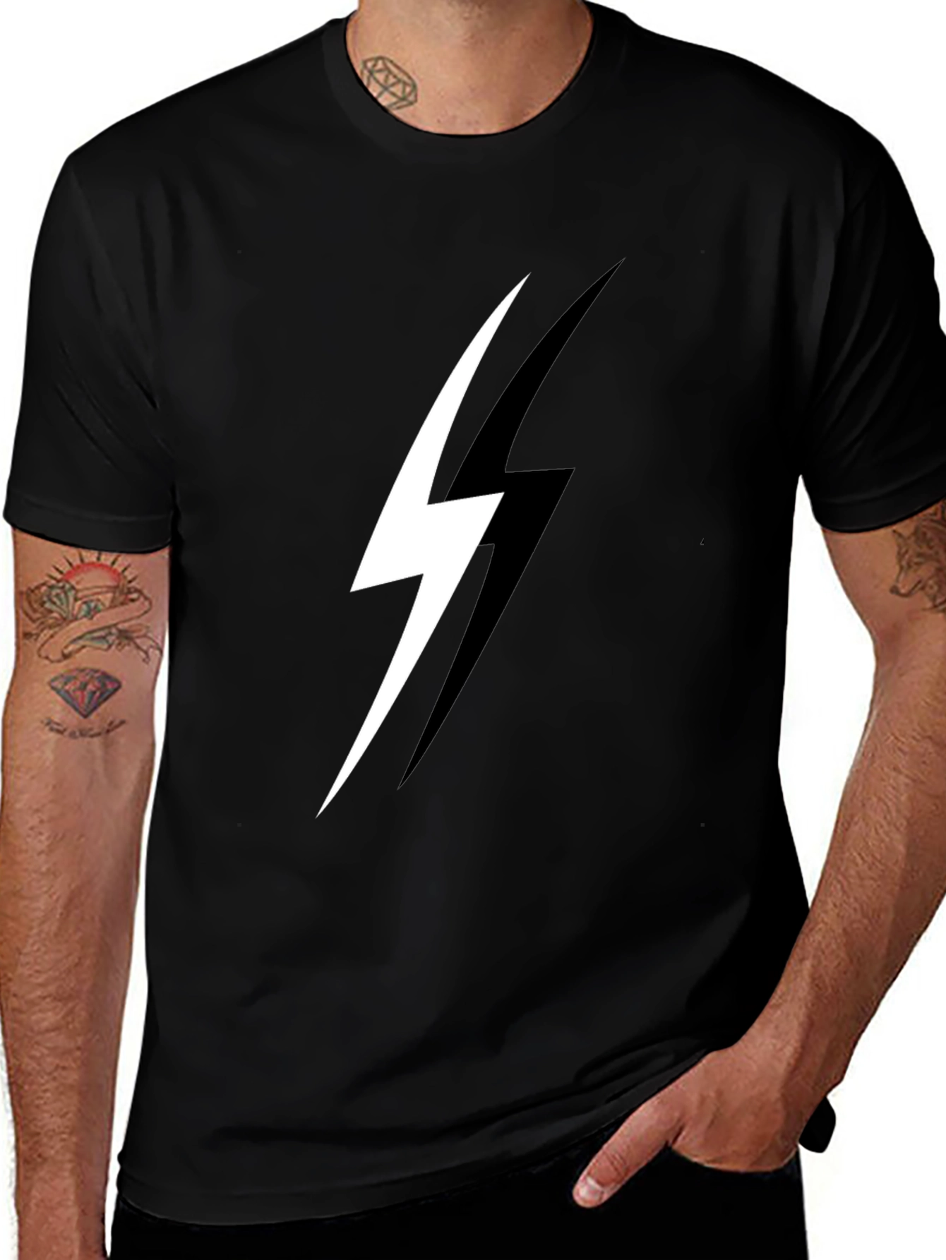 Variant 11 of Lightning Bolt Graphic Black T-Shirt