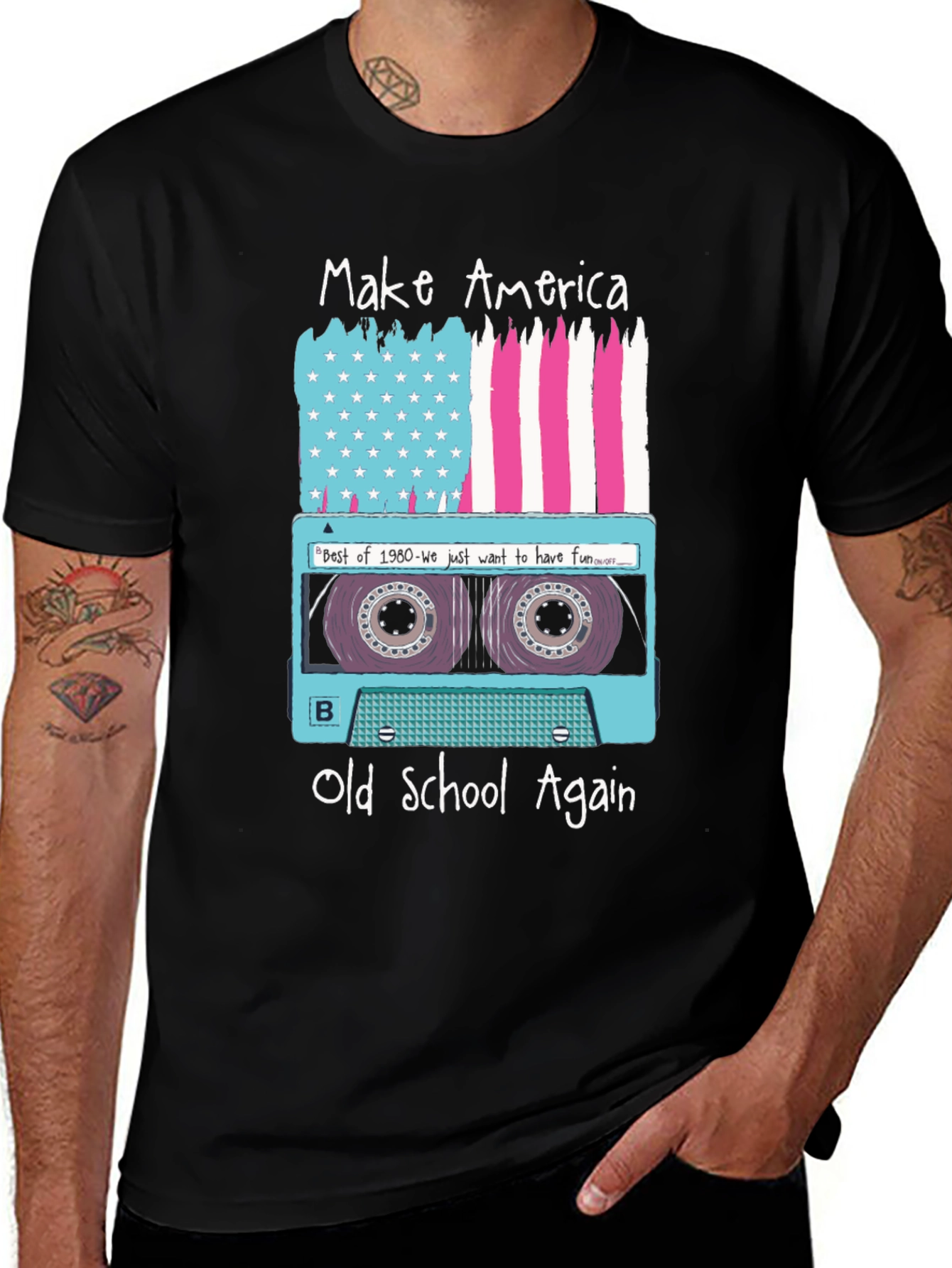 Variant 29 of Make America Old School Again Retro Cassette T-Shirt