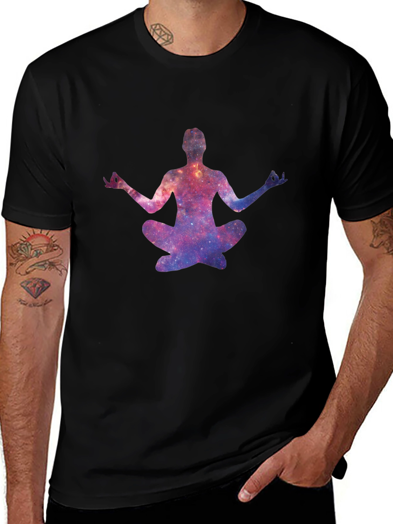 Variant 11 of Galaxy Yoga Pose T-Shirt - Men's Black Tee