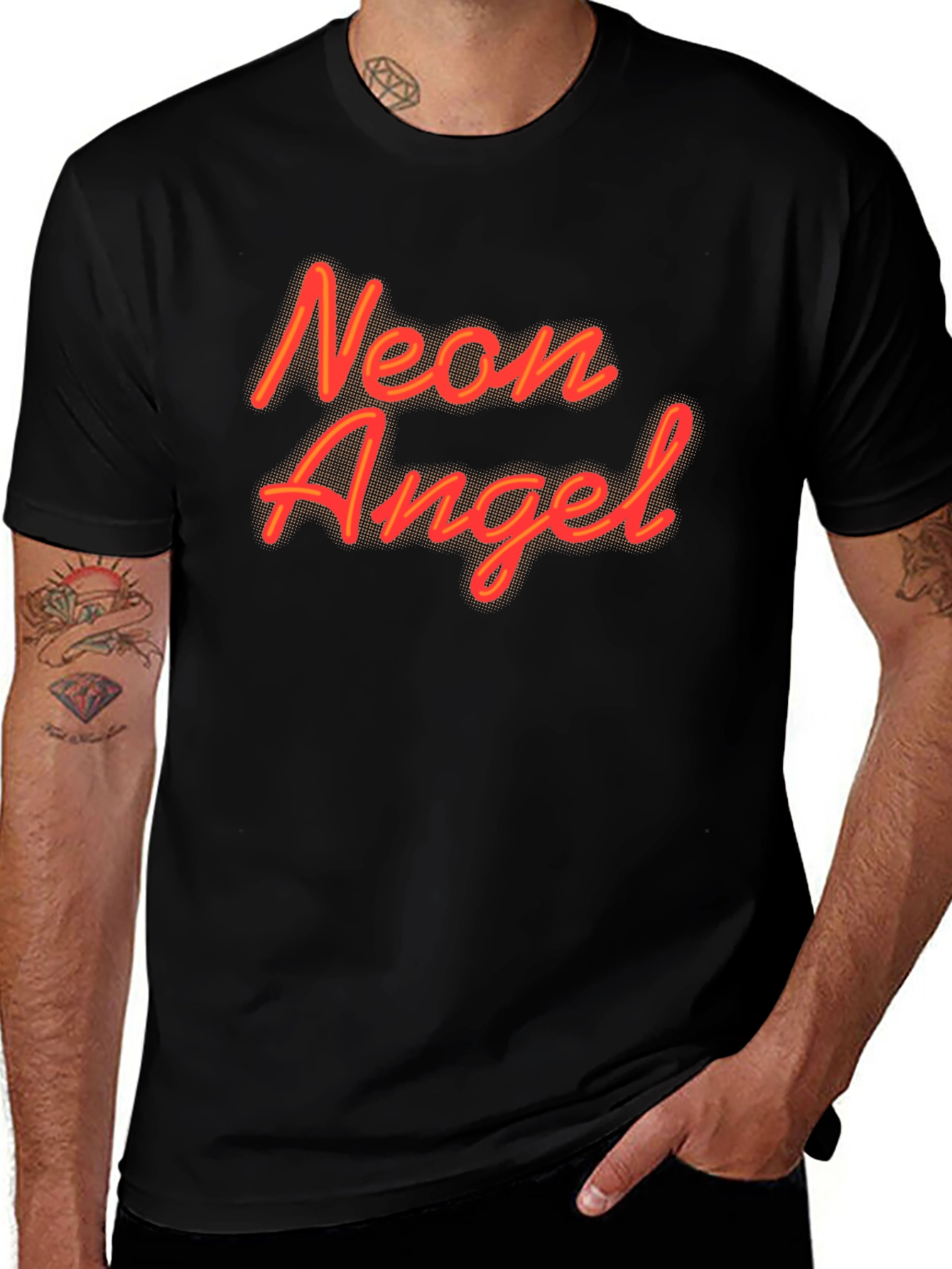 Variant 13 of Neon Angel Black Graphic Tee