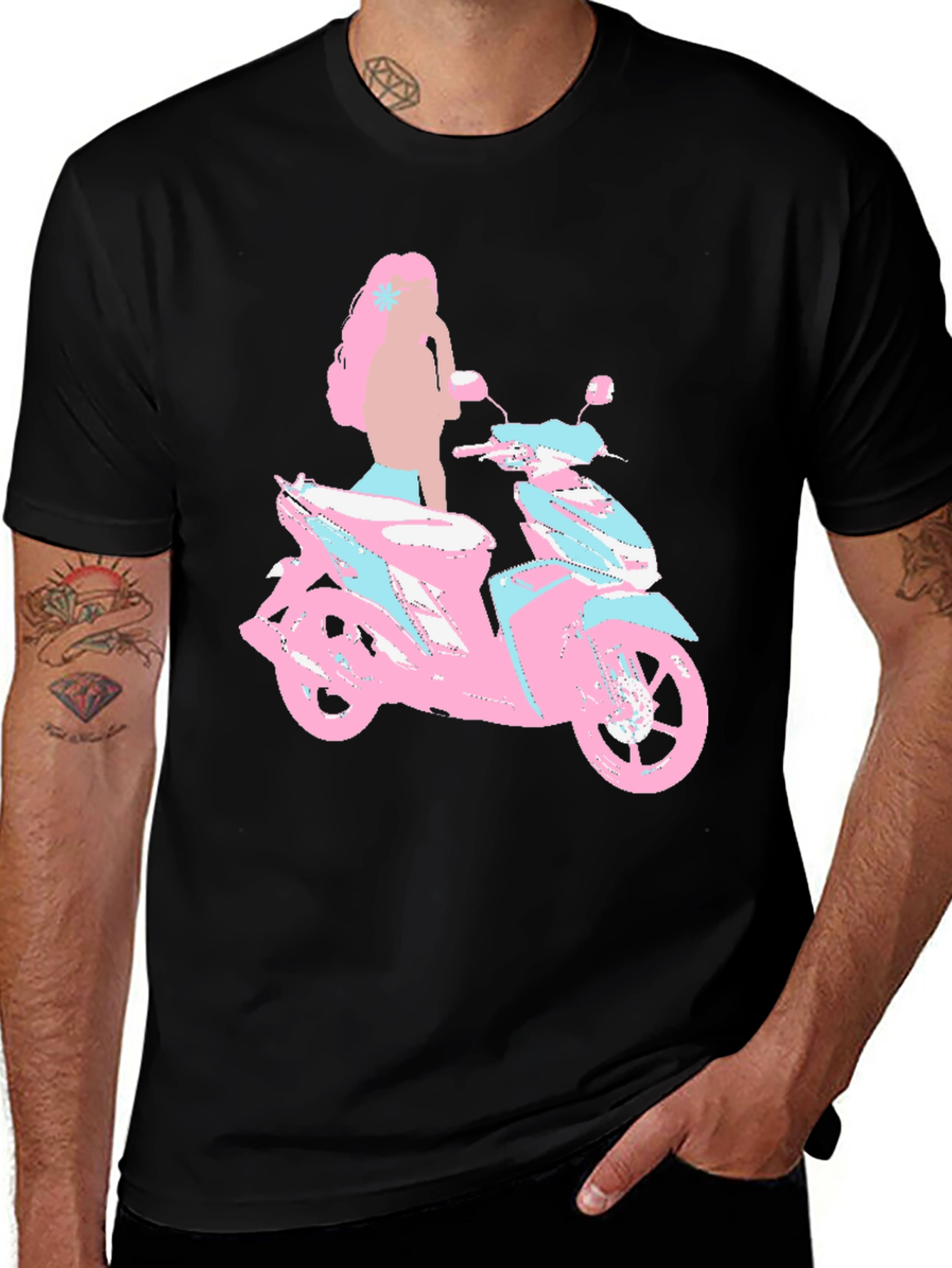 Variant 29 of Cool Black T-Shirt with Scooter Graphic