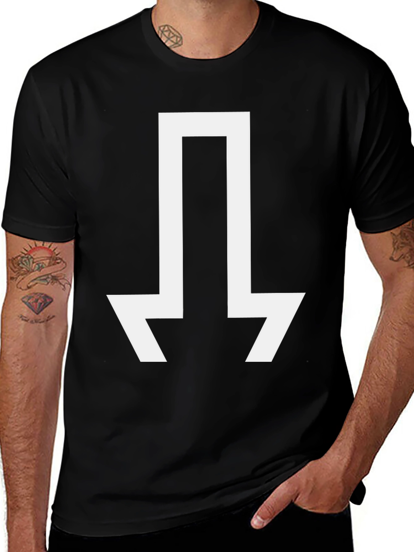 Variant 11 of Abstract Arrow Graphic Tee - Casual Black T-Shirt