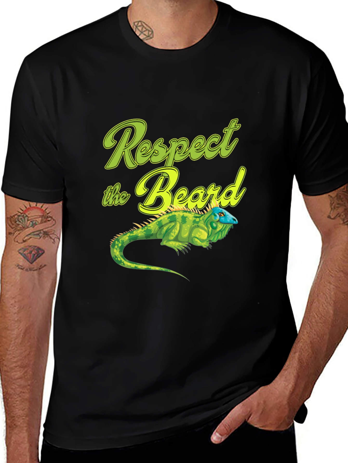 Variant 14 of Respect the Beard T-Shirt with Iguana Graphic