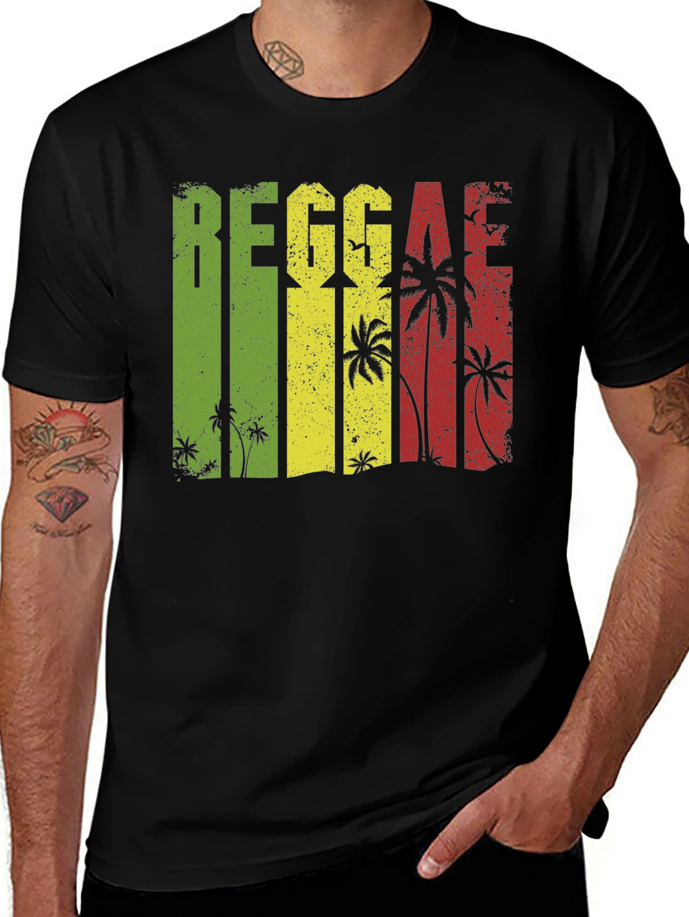 Variant 26 of Reggae Vibe Men's Black T-Shirt