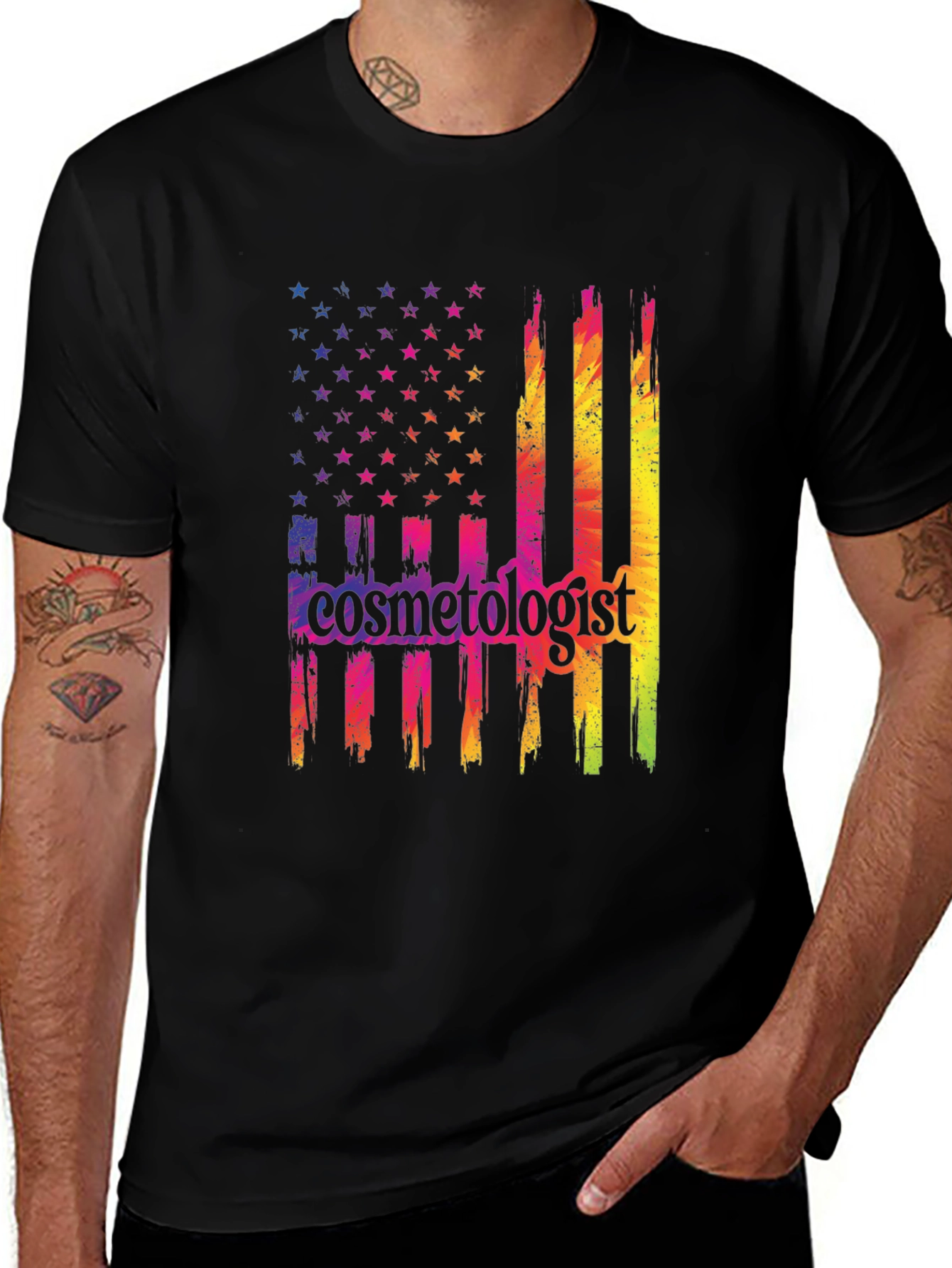 Variant 5 of Cosmetologist American Flag Graphic Tee