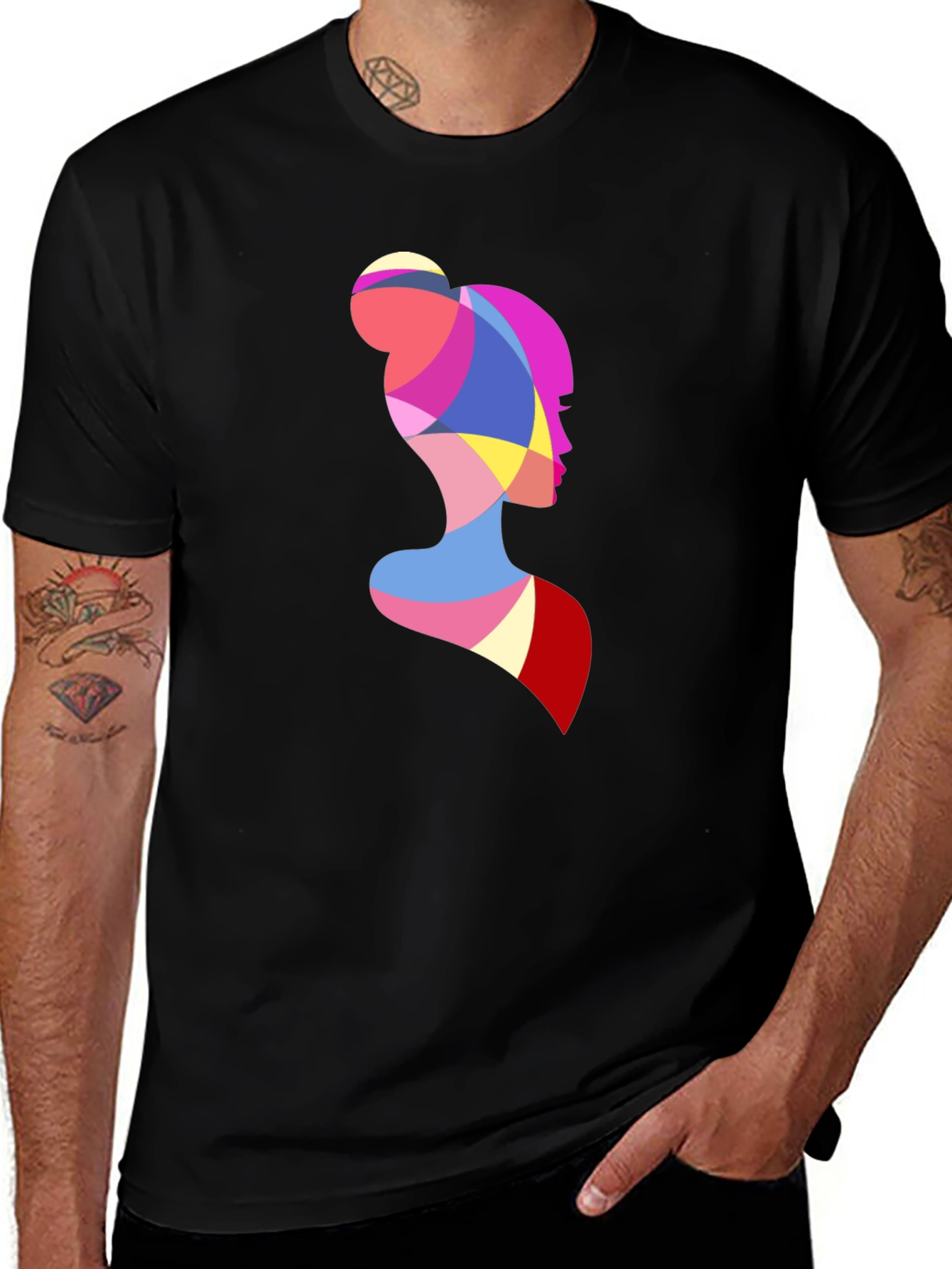 Variant 16 of Abstract Woman Silhouette Graphic Tee - Black