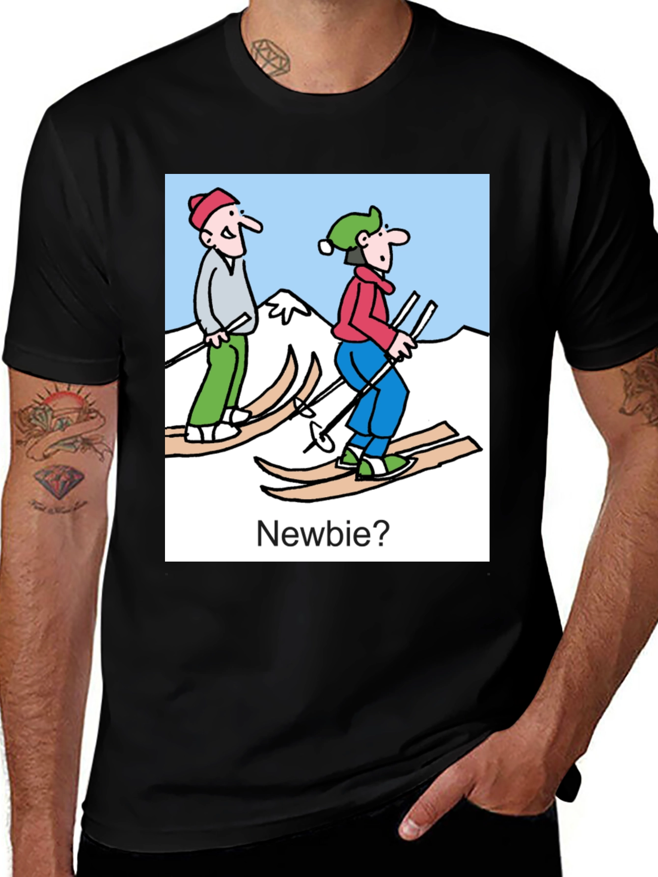 Variant 23 of Ski Newbie Cartoon Graphic Tee