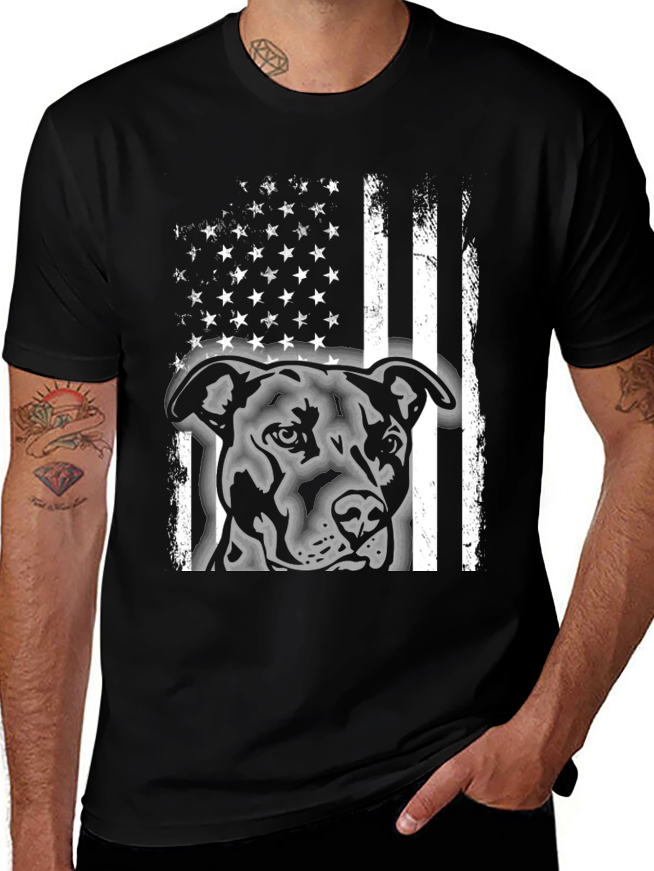Variant 13 of Pitbull American Flag T-Shirt - Patriotic Dog Lover Tee