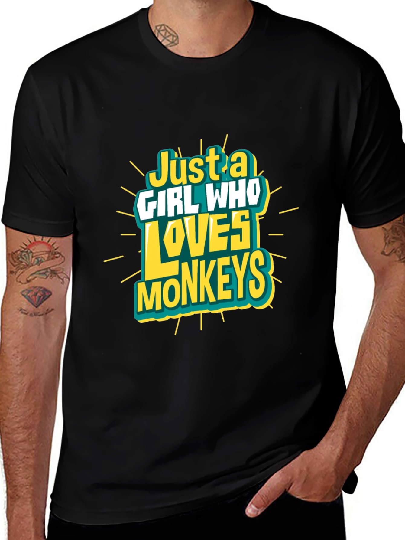 Variant 17 of Just A Girl Who Loves Monkeys Black T-Shirt
