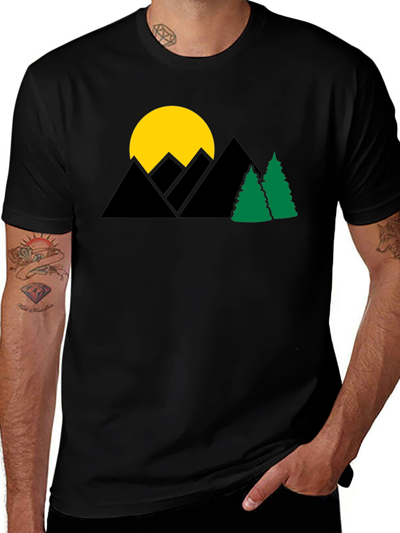 Variant 20 of Mountain Sun Graphic T-Shirt - Black