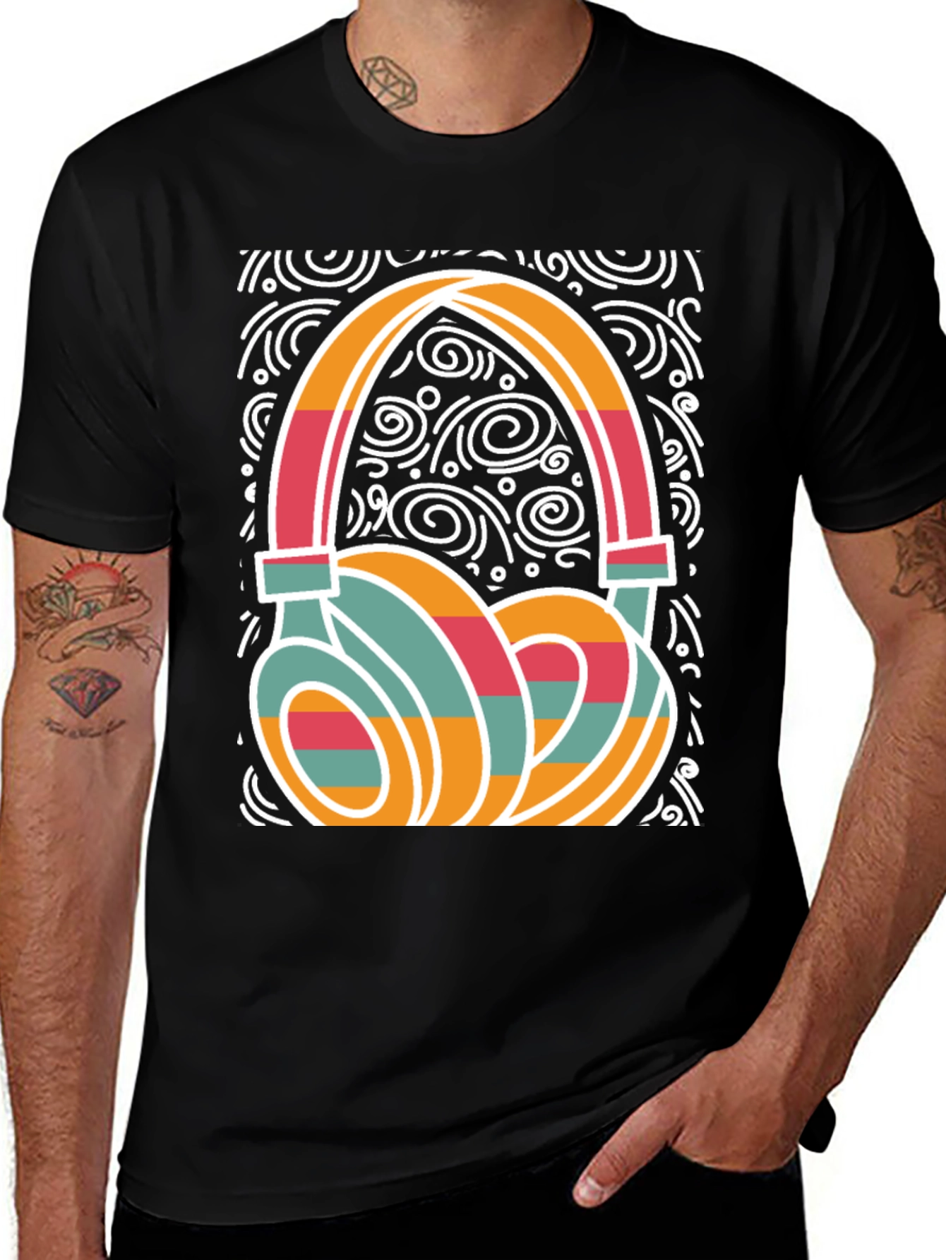 Variant 29 of Retro Headphone Graphic Tee - Stylish Music Lover Shirt
