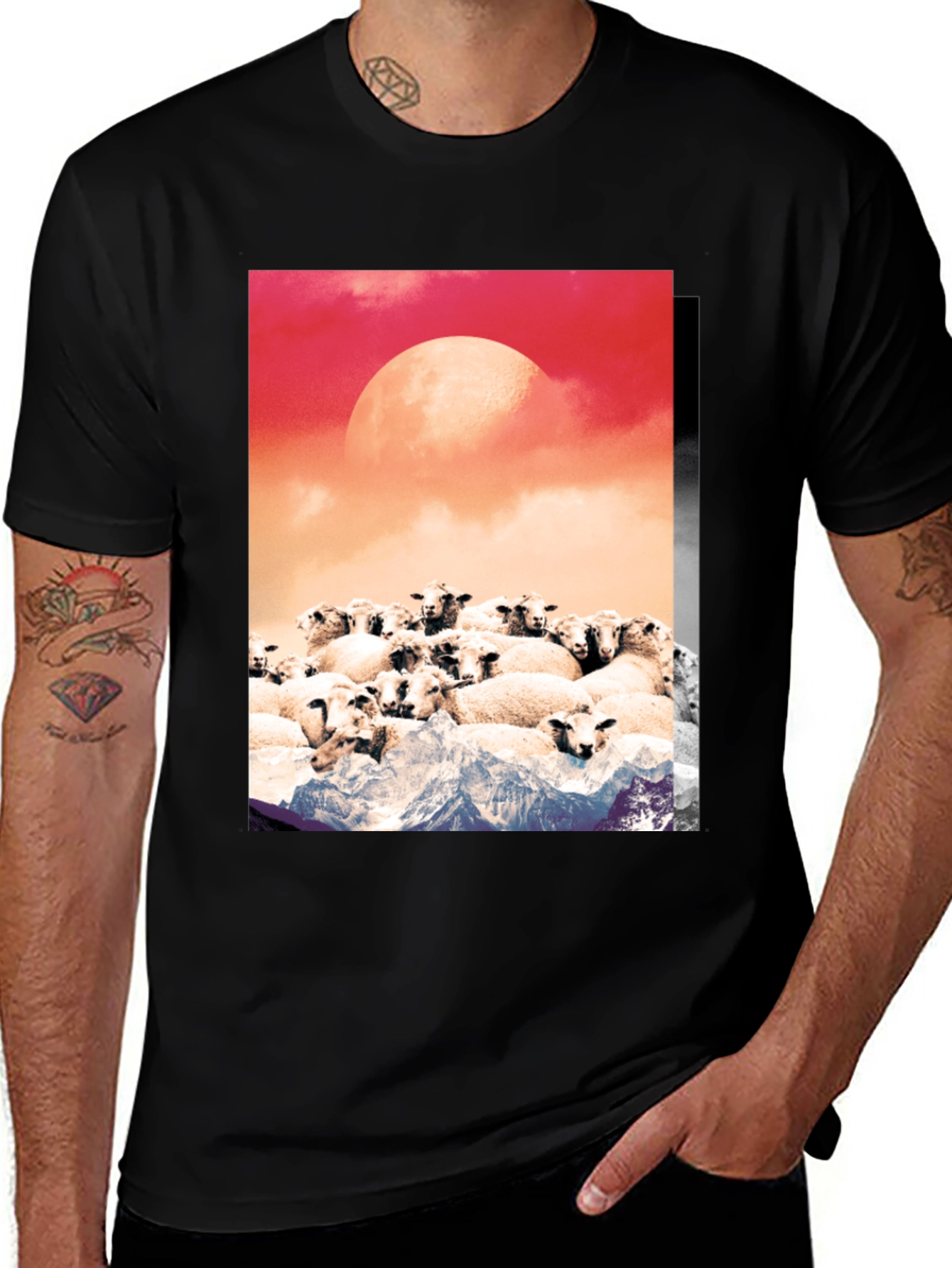 Variant 8 of Sheep on Mountains Graphic Tee