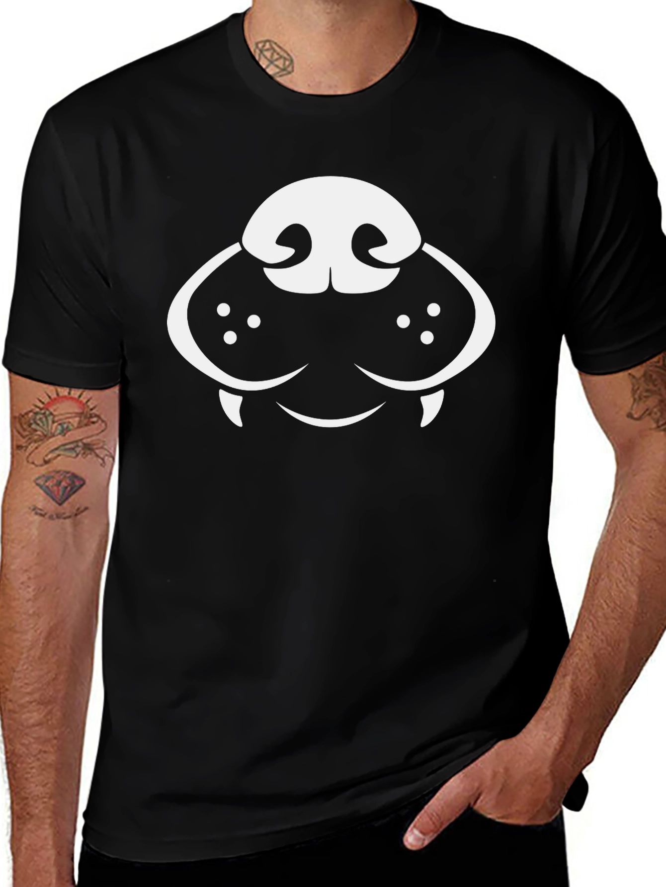 Variant 14 of Dog Face Graphic Tee - Black Cotton T-Shirt