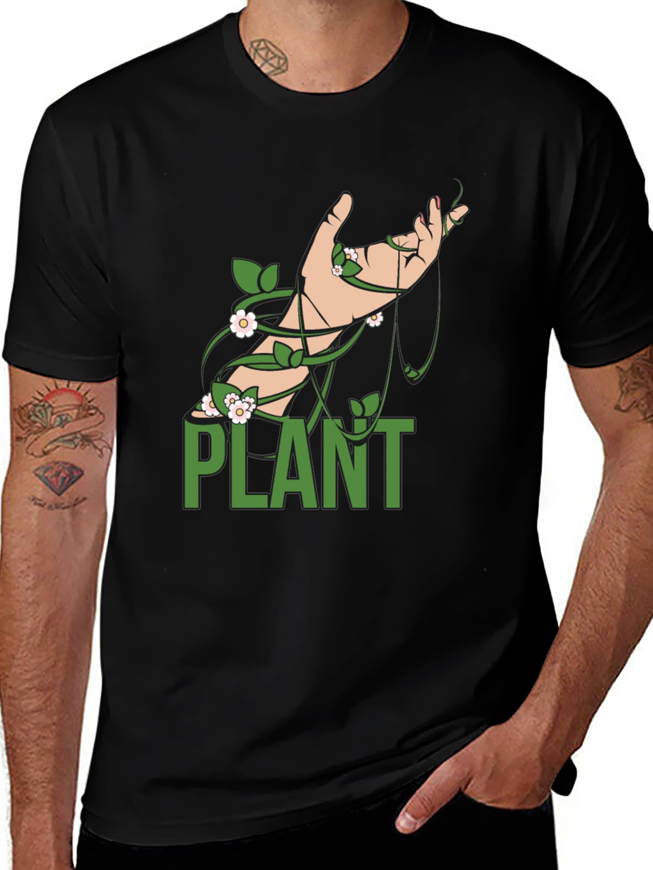 Plant Hand Graphic Tee - Eco-Friendly Shirt