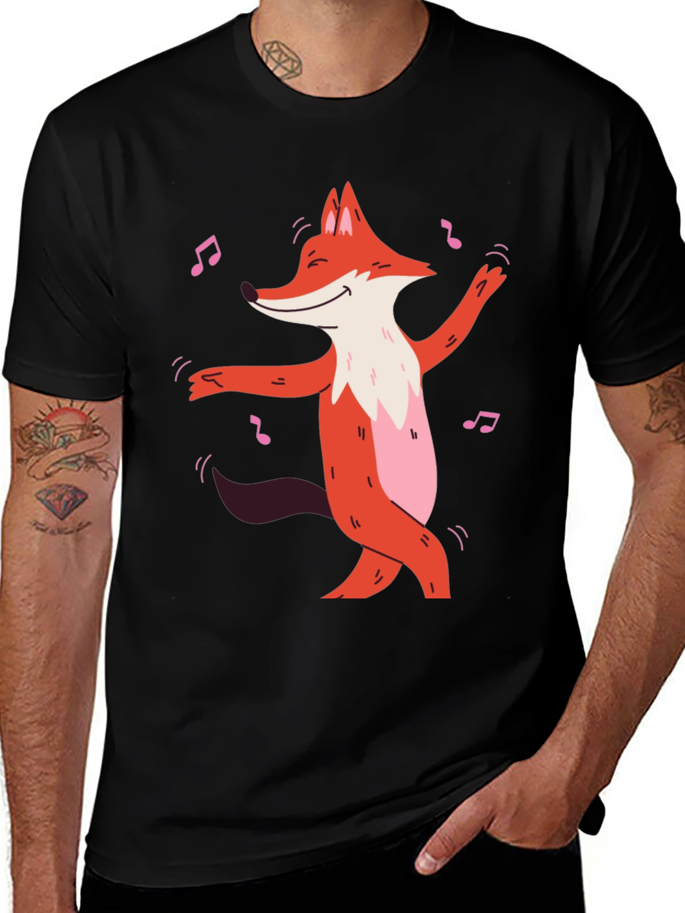 Dancing Fox Graphic Tee - Black
