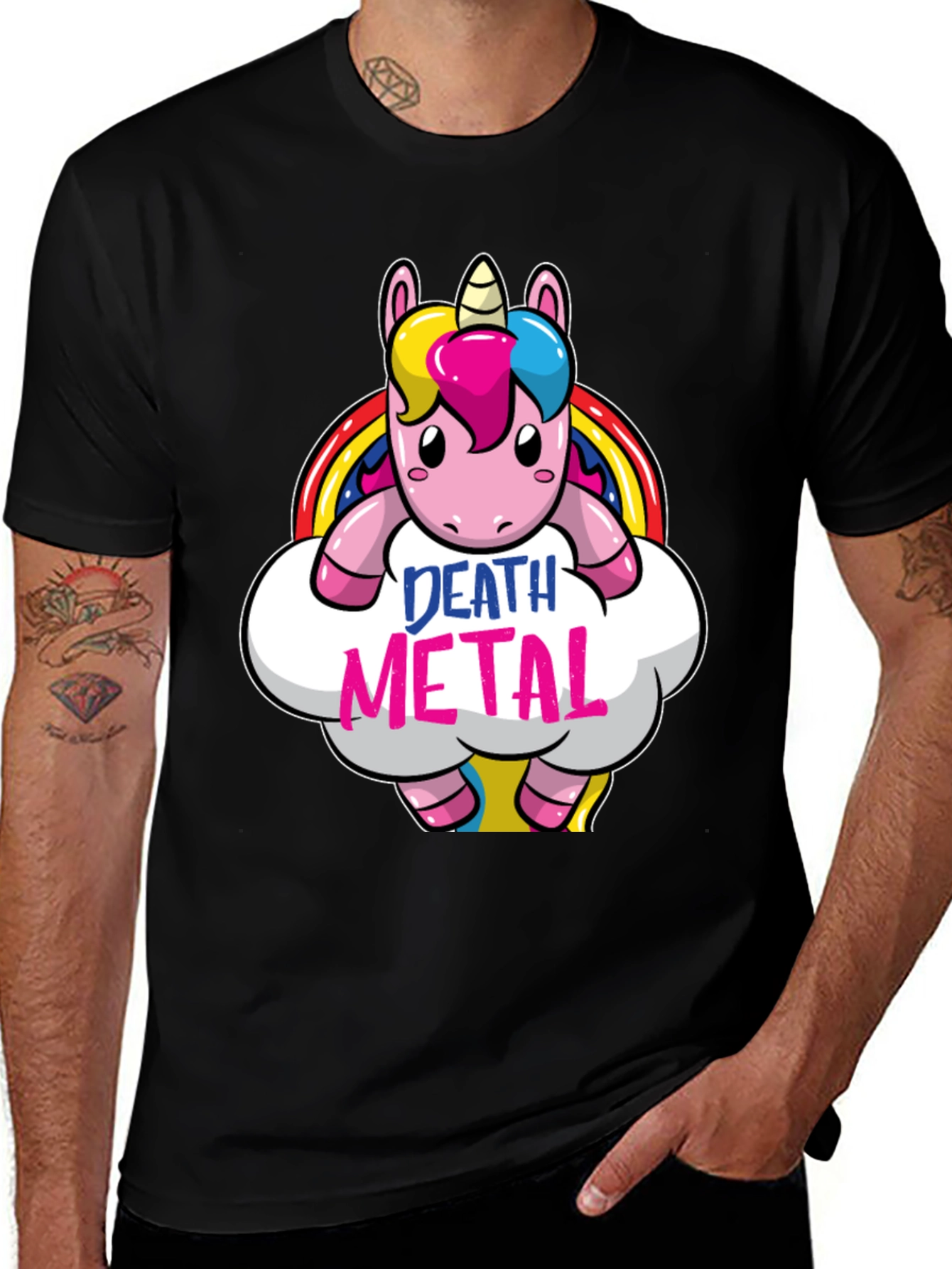 Variant 6 of Death Metal Unicorn Graphic T-Shirt - Black