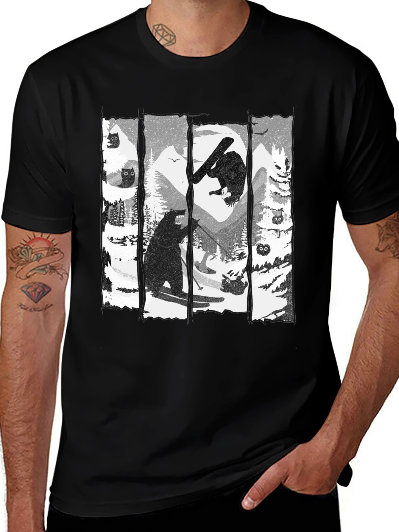 Variant 14 of Skiing Bear Graphic T-Shirt