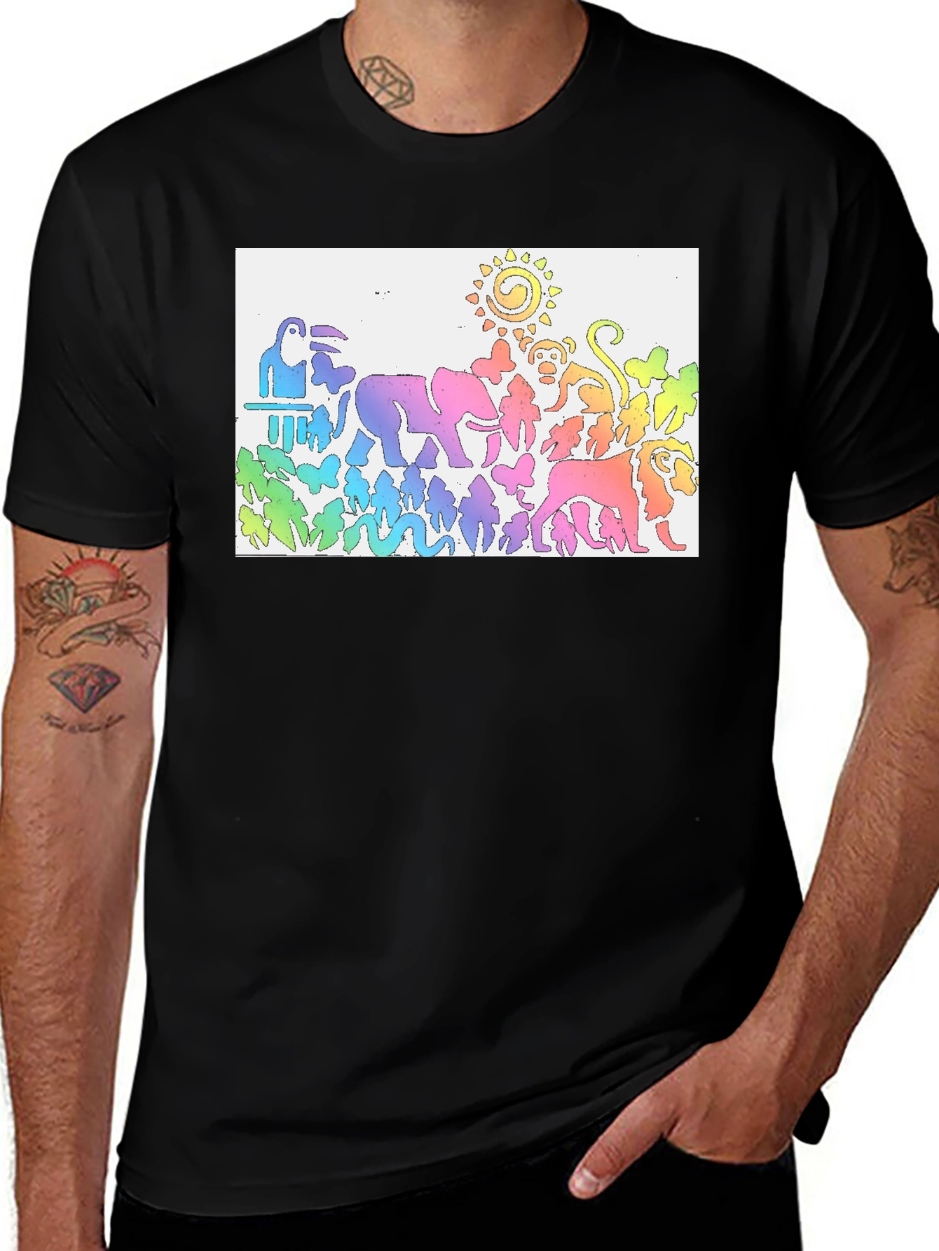 Variant 27 of Rainbow Animals T-Shirt, Jungle Zoo Tee