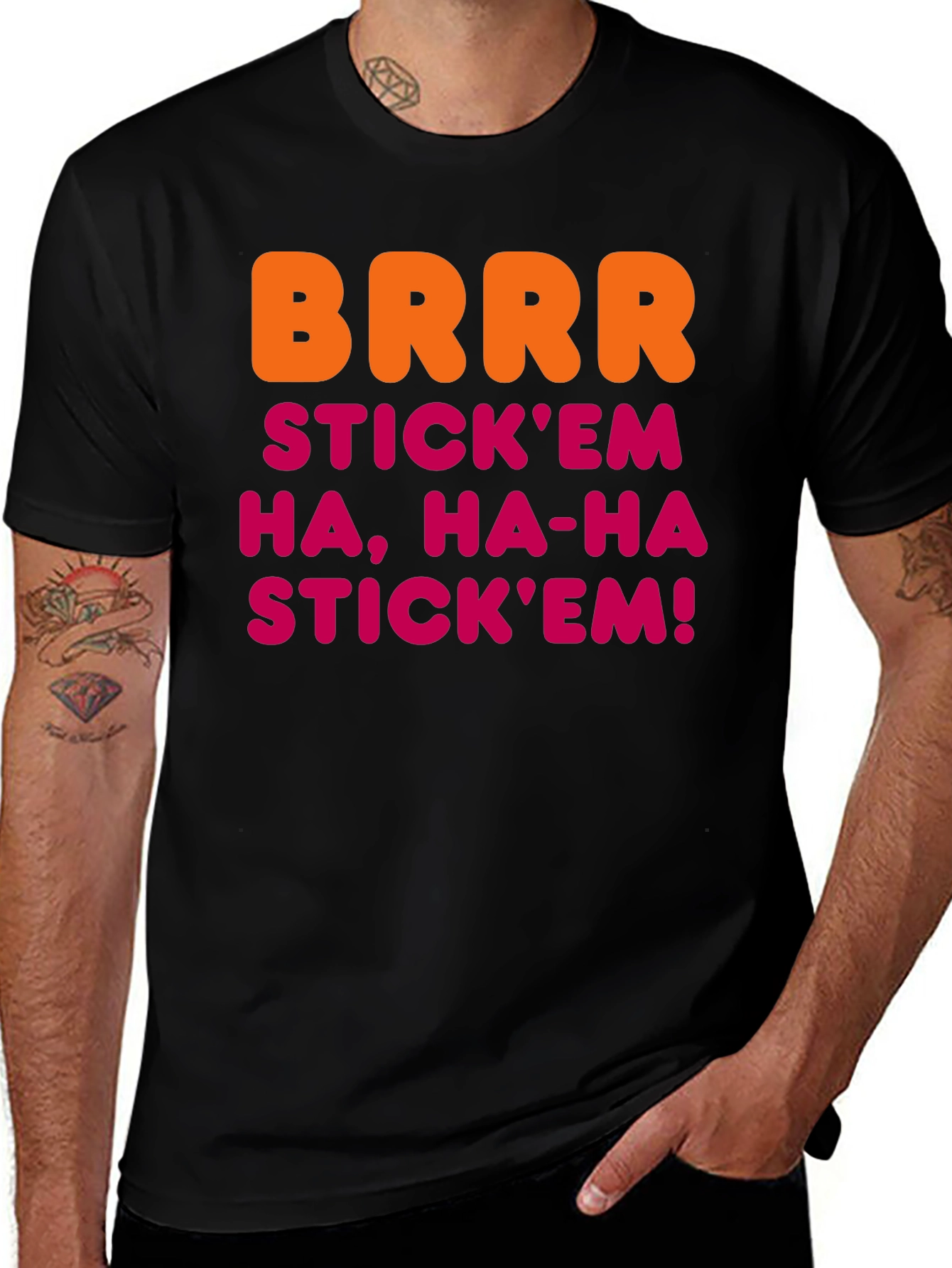 Black BRRR STICK'EM Men's Black T-Shirt main image