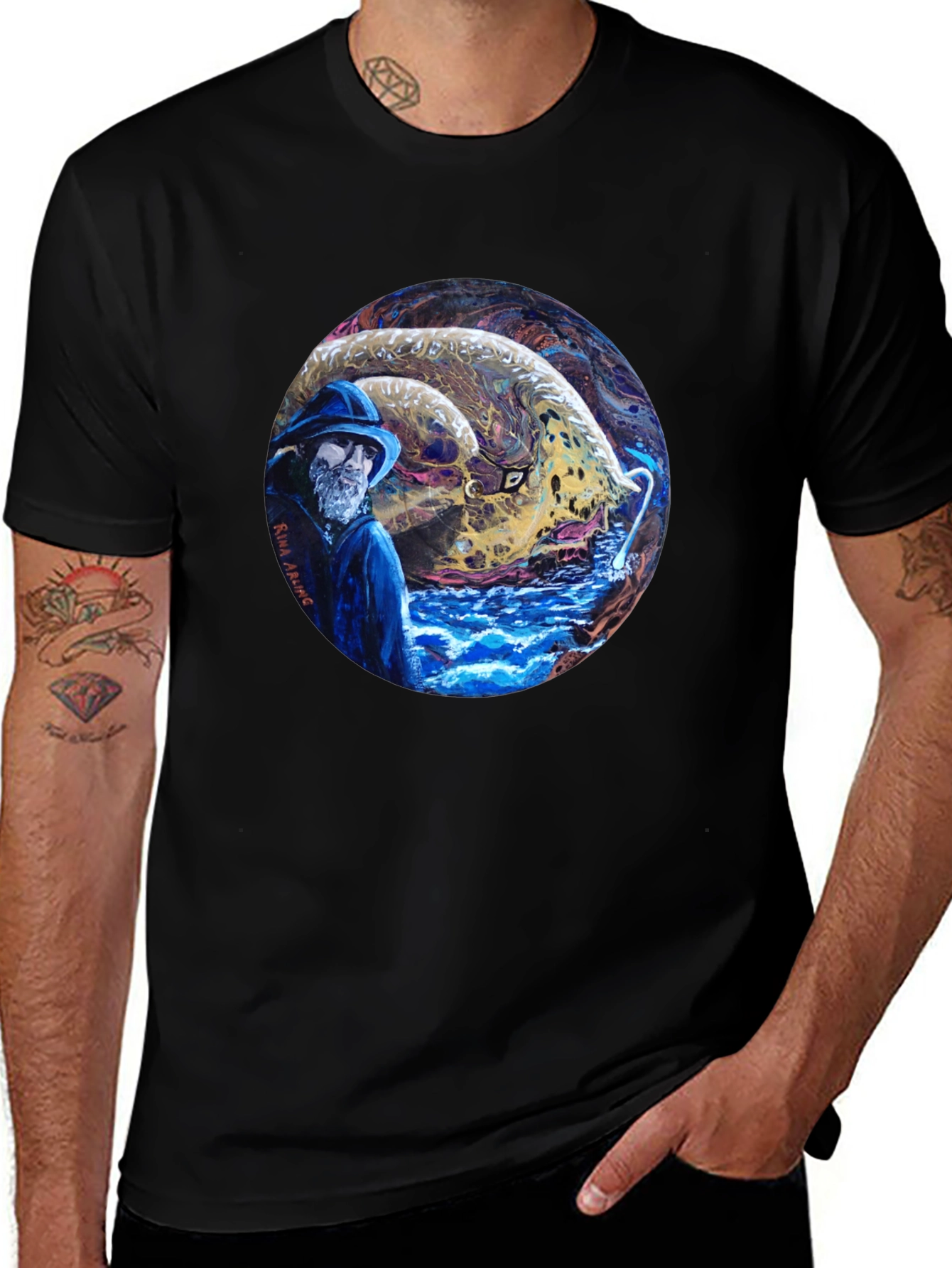 Variant 16 of Fisherman & Sea Monster Graphic Tee