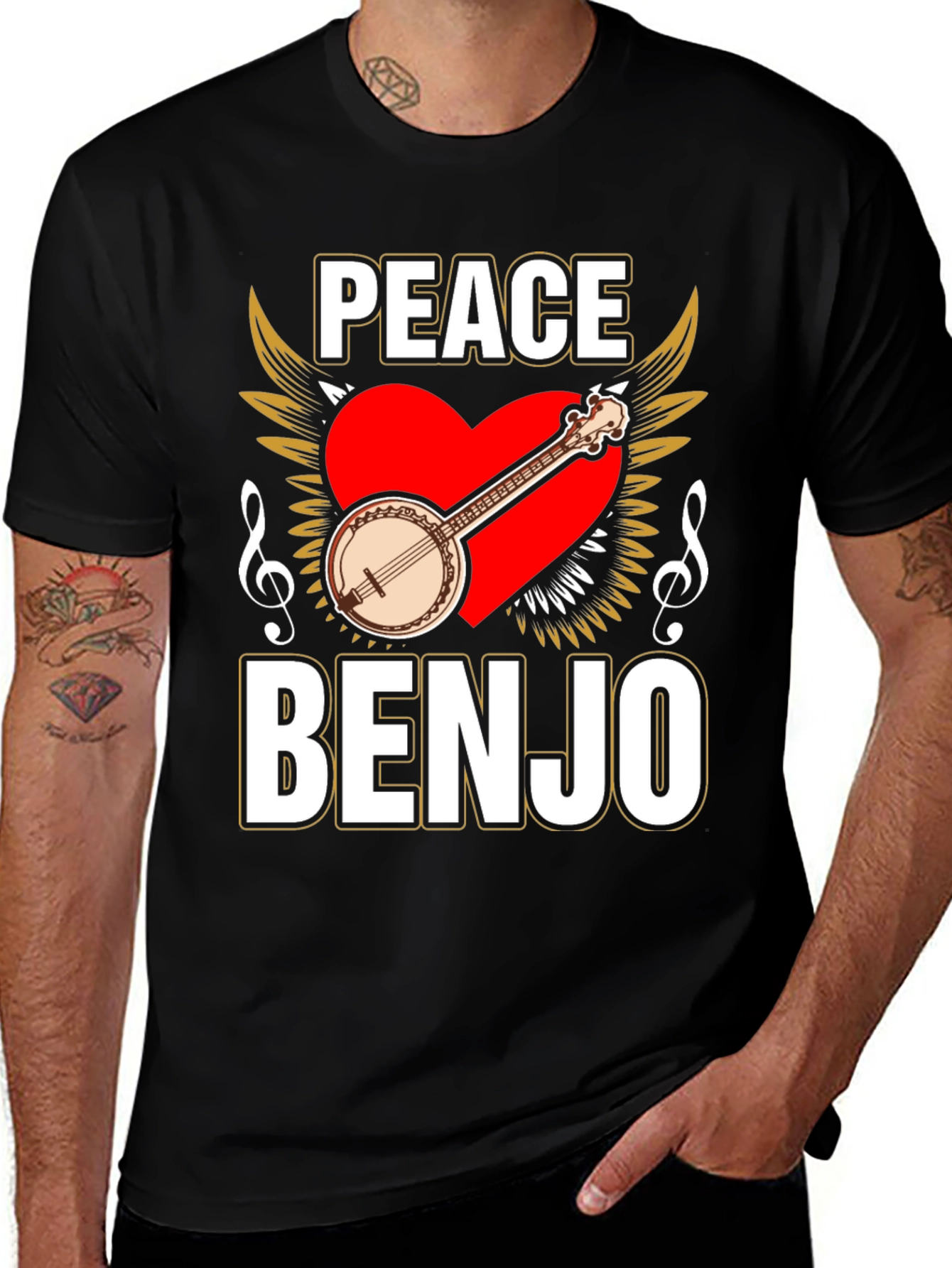 Variant 30 of Peace Banjo T-Shirt - Musical Instrument Tee