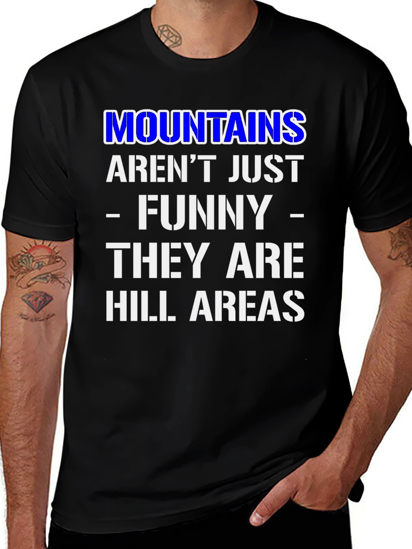 Variant 6 of Funny Mountains Hill Areas Black T-Shirt