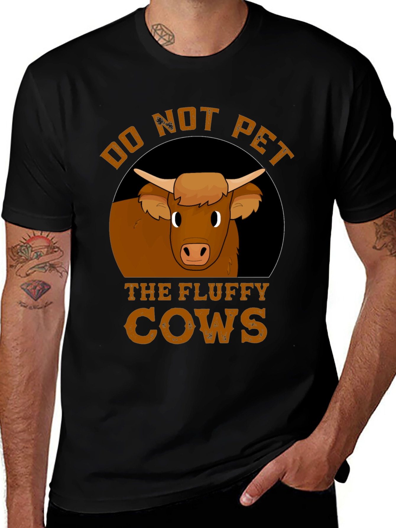 Black Do Not Pet the Fluffy Cows T-Shirt main image