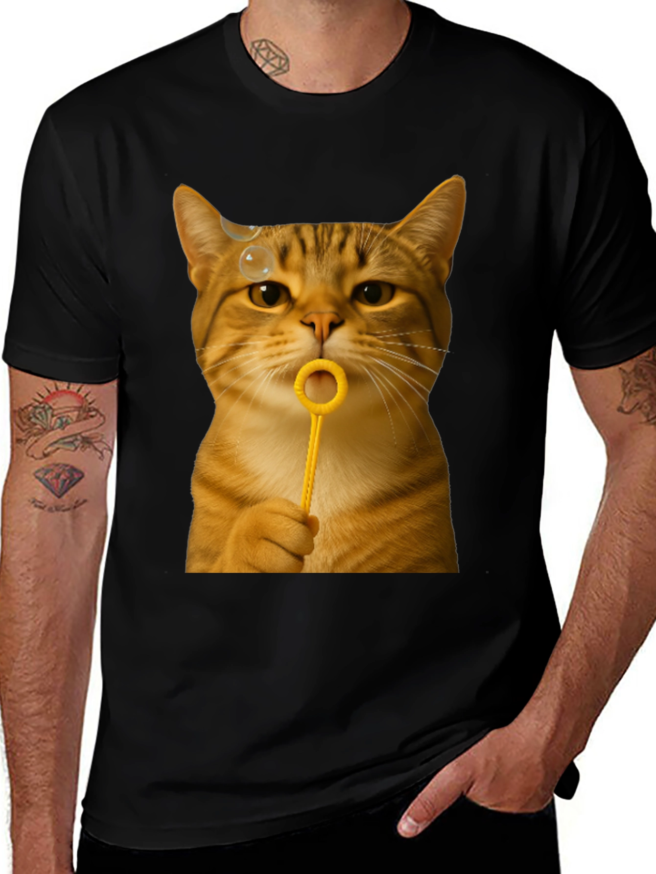 Variant 30 of Cat Blowing Bubbles Graphic Tee - Unisex